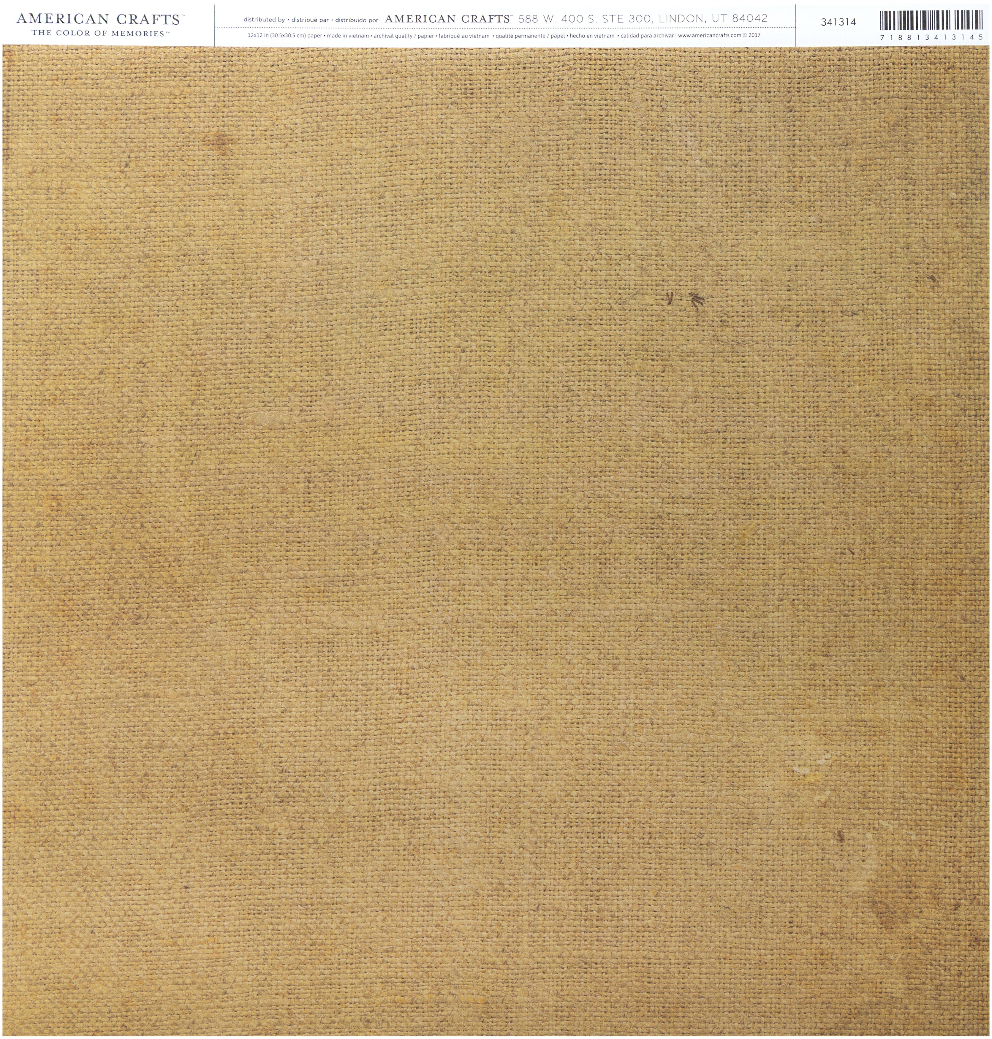 American Crafts Everyday Single-Sided Cardstock 12"X12"-Burlap Print