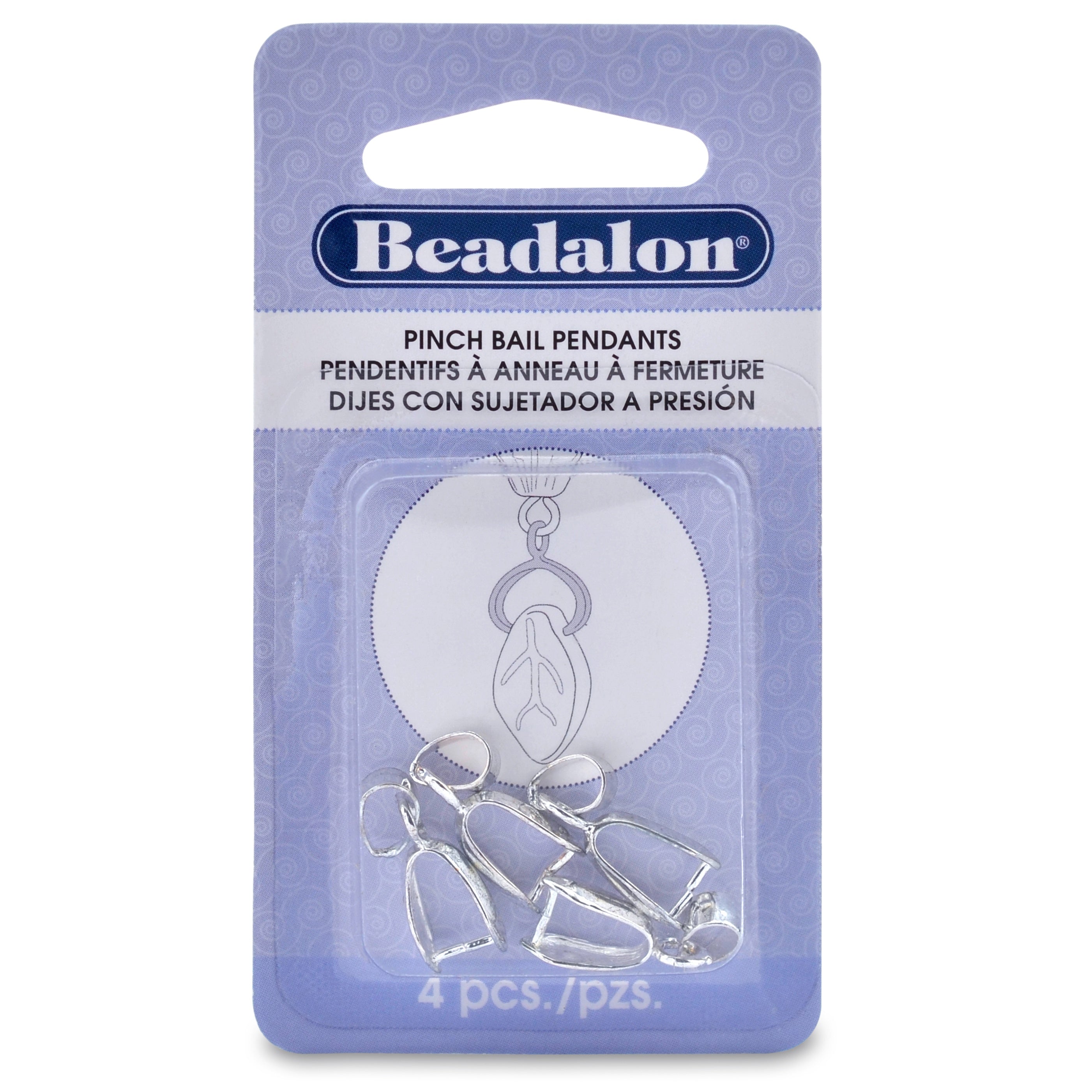 Pendant Pinch Bails 22mm 4/Pkg Silver-Plated