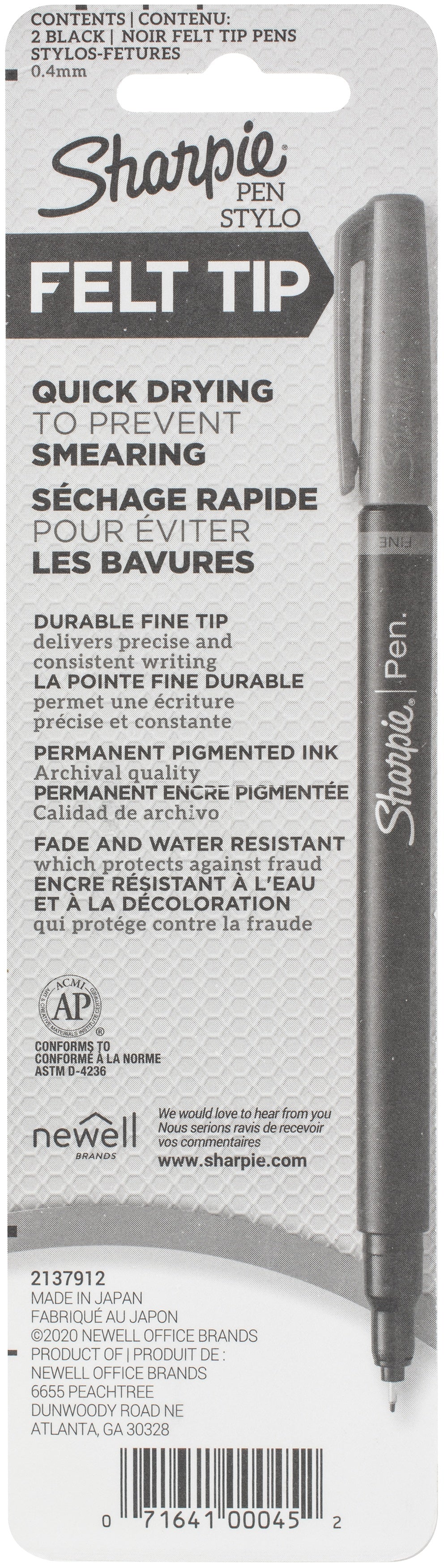 Sharpie Fine Point Writing Pens 2/Pkg Black