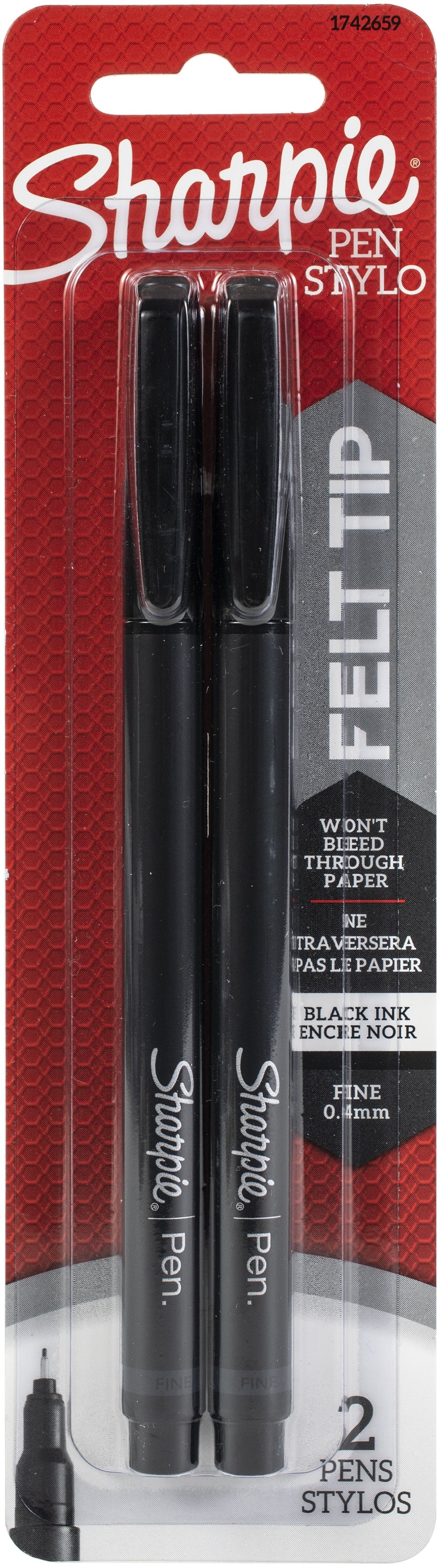 Sharpie Fine Point Writing Pens 2/Pkg Black