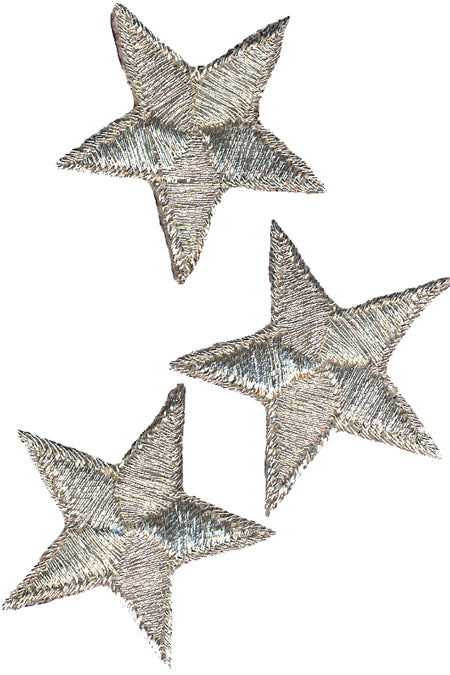 Wrights Iron-On Appliques 3/Pkg Silver Metallic Stars