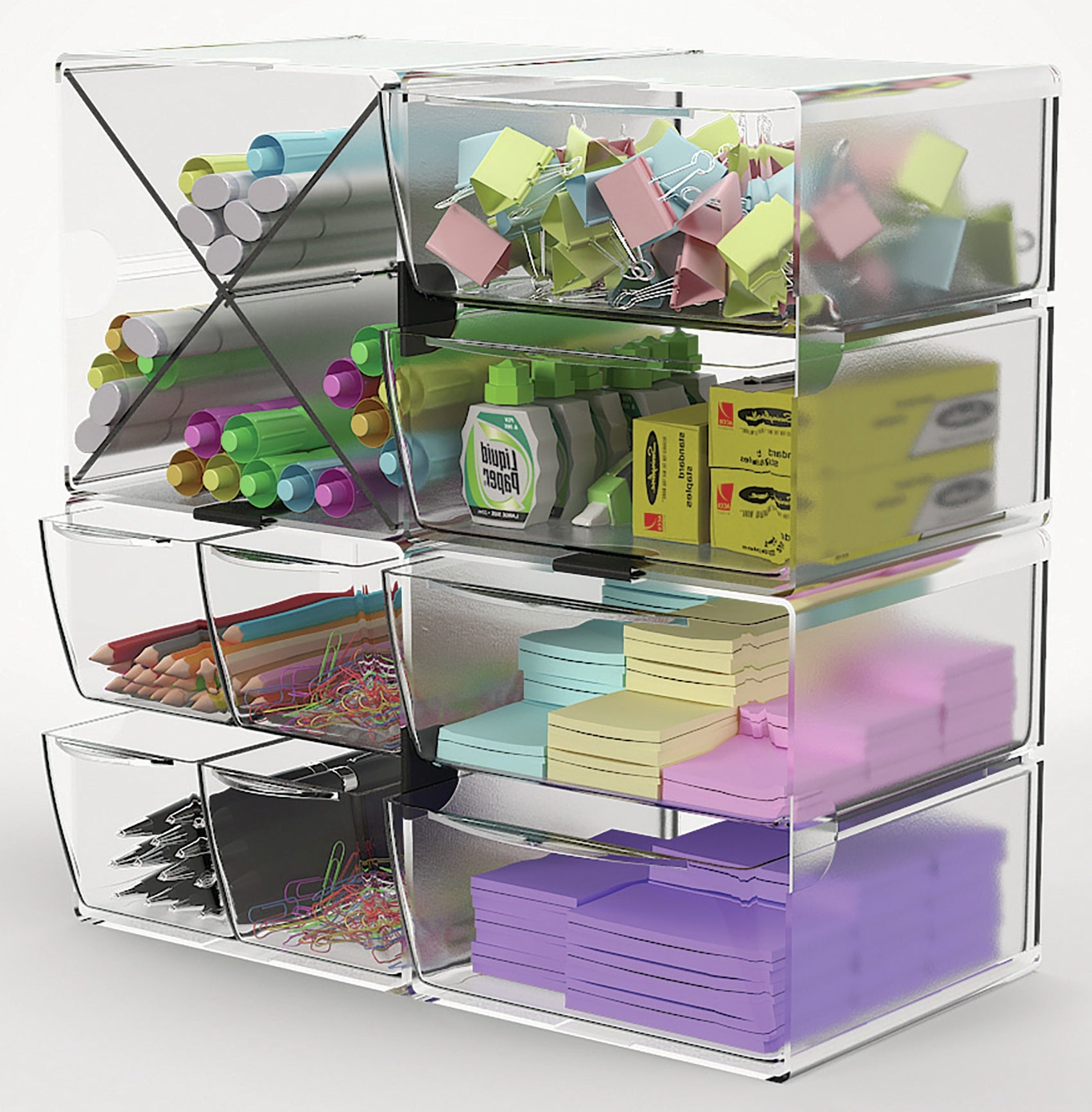 Stackable X-Divided Storage Organizer 6"X6"X6" Clear