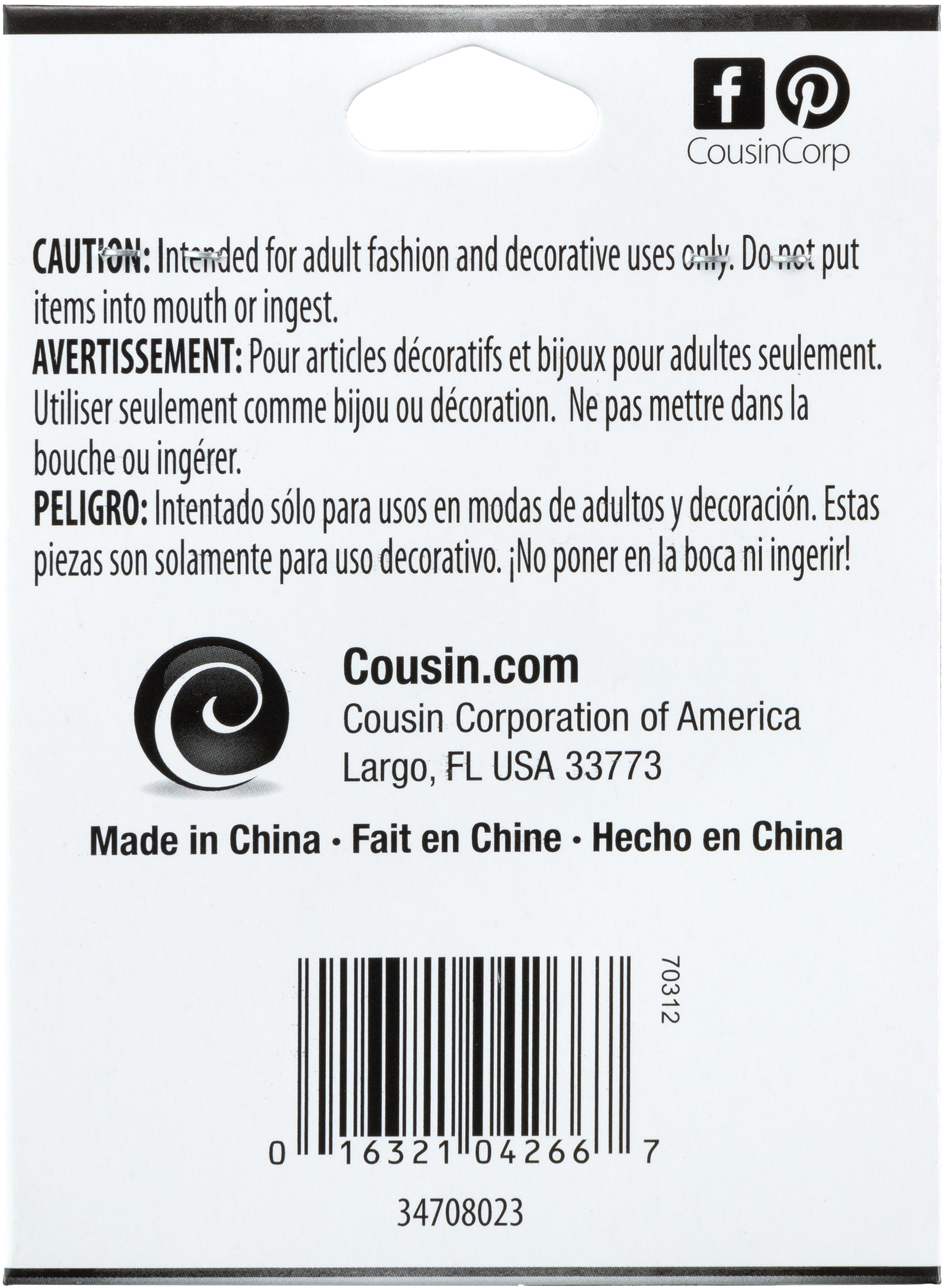 Jewelry Basics Metal Accent 1/Pkg Silver & Clear Cross