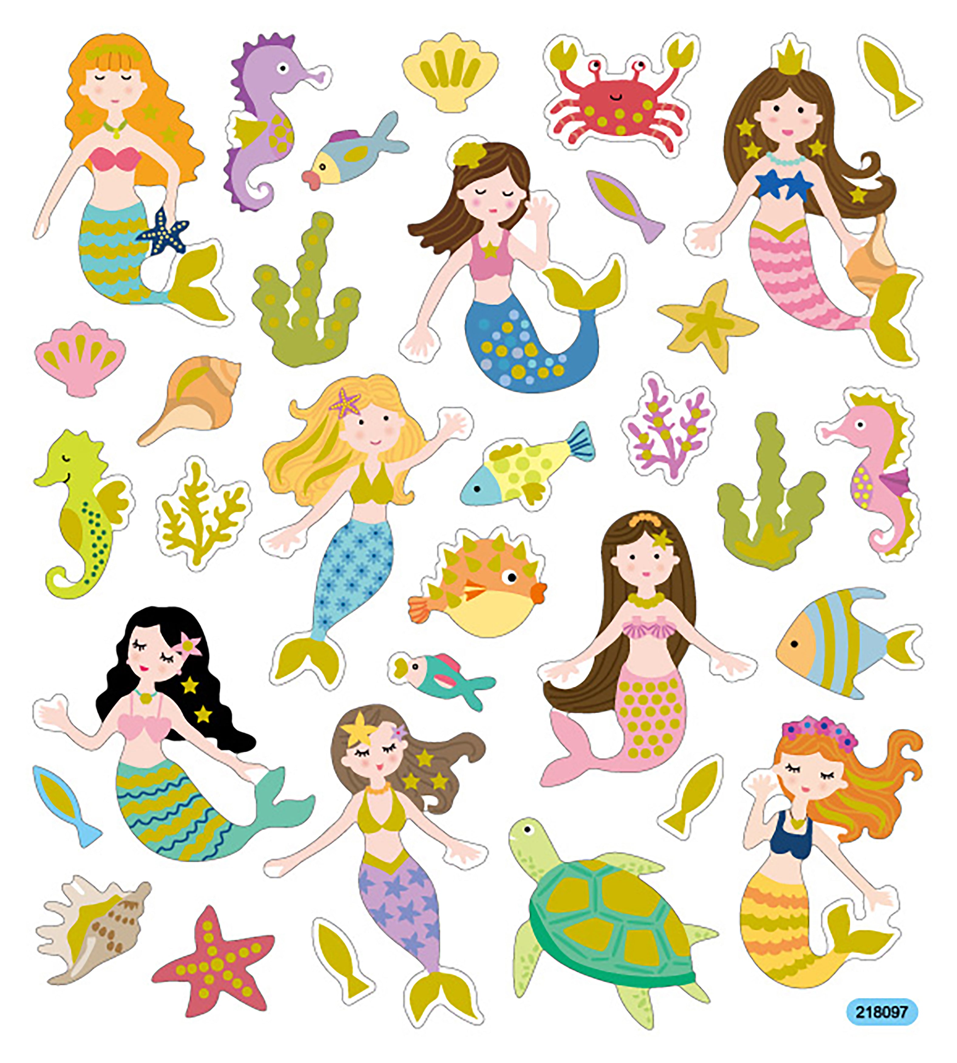 Multicolored Stickers Glitter Mermaids