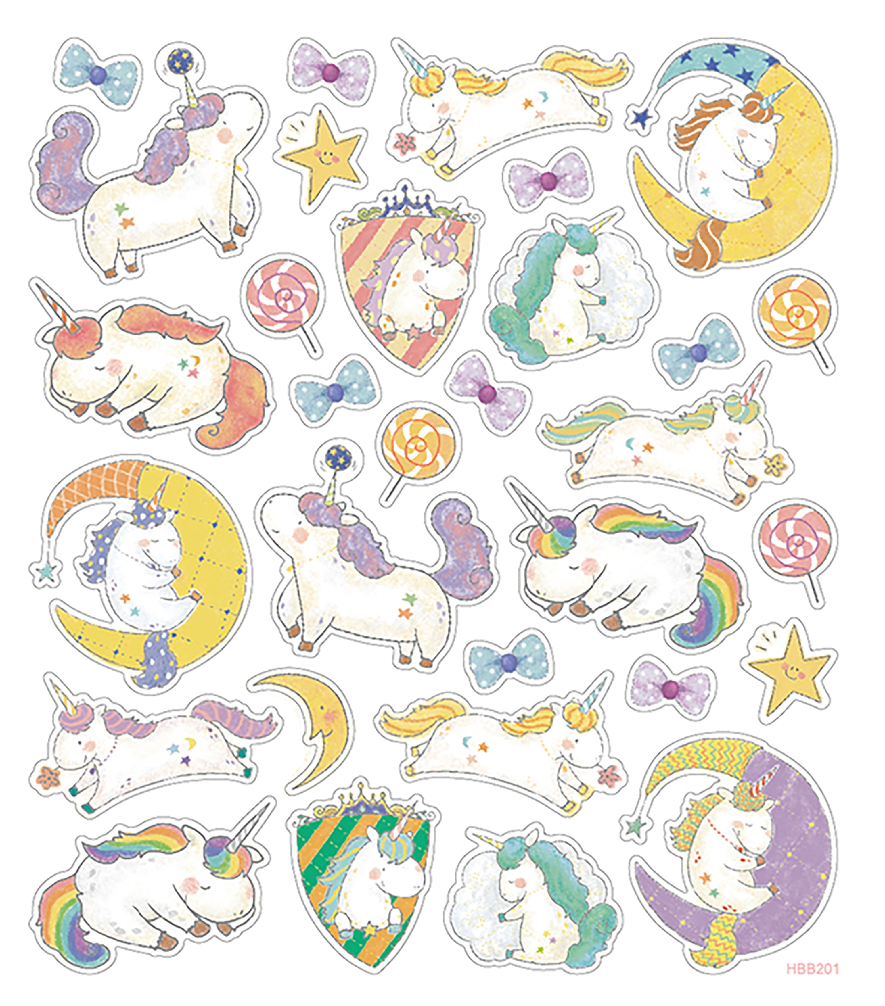 Multicolored Stickers Unicorn Fantasy