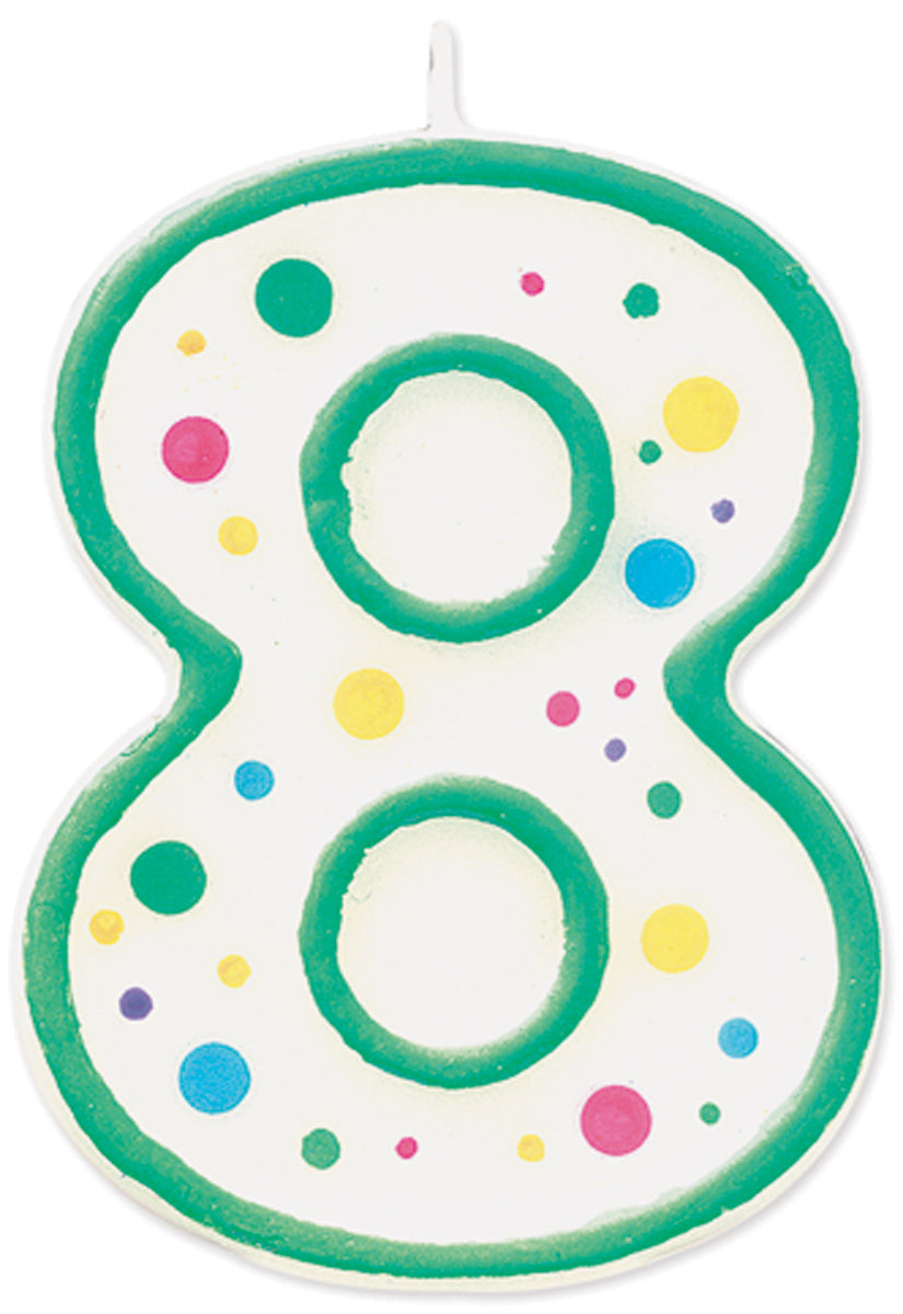 Polka Dot Numeral Candle 3" 1/Pkg #8 Green