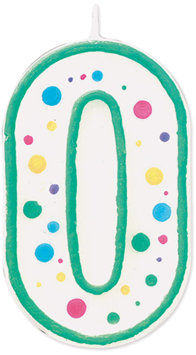 Polka Dot Numeral Candle 3" 1/Pkg #0 Green