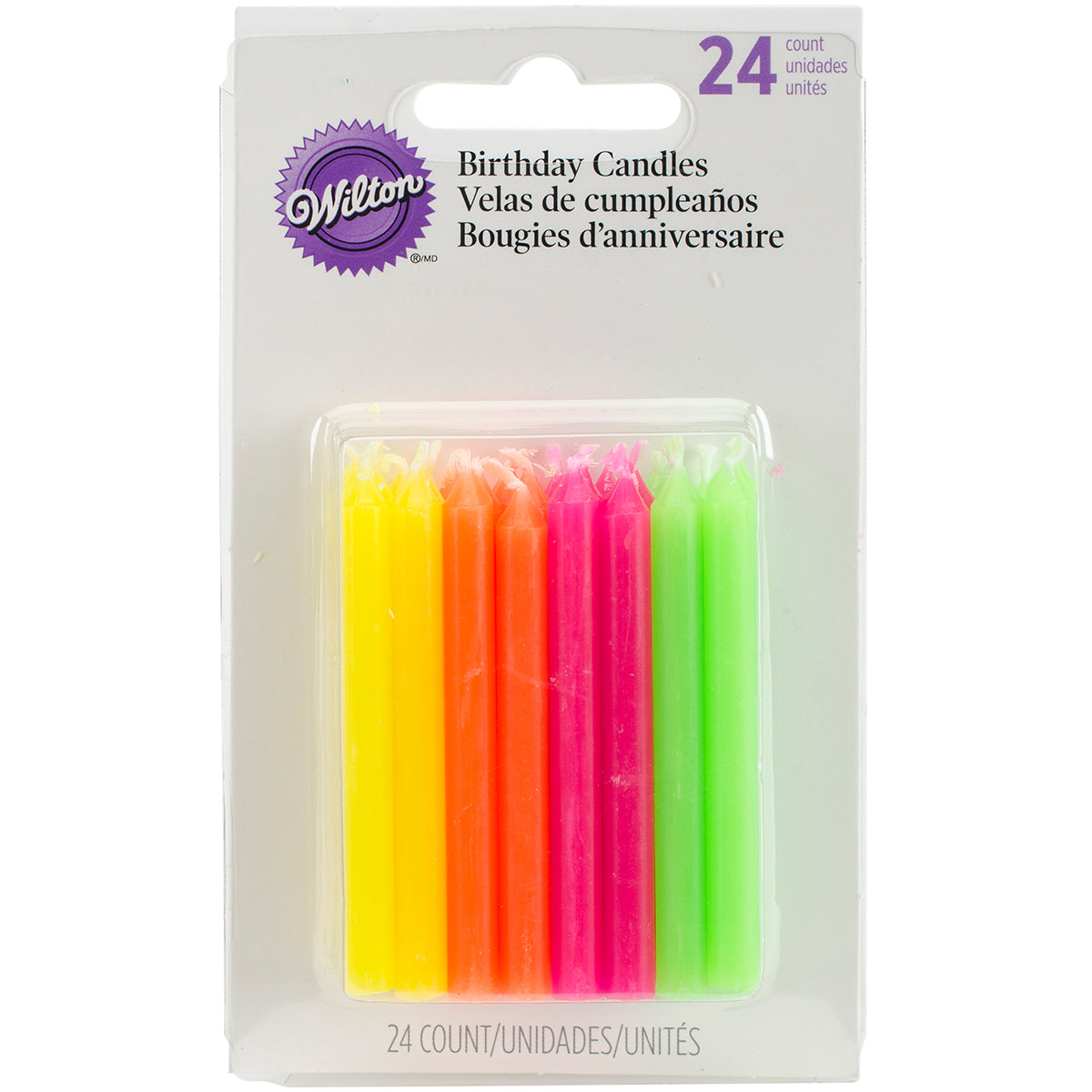 Birthday Candles 2.5" 24/Pkg Hot Colors