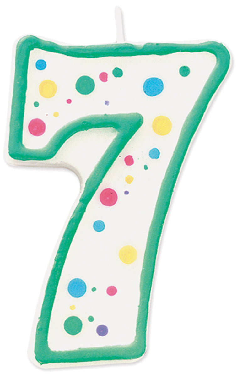 Polka Dot Numeral Candle 3" 1/Pkg #7 Green