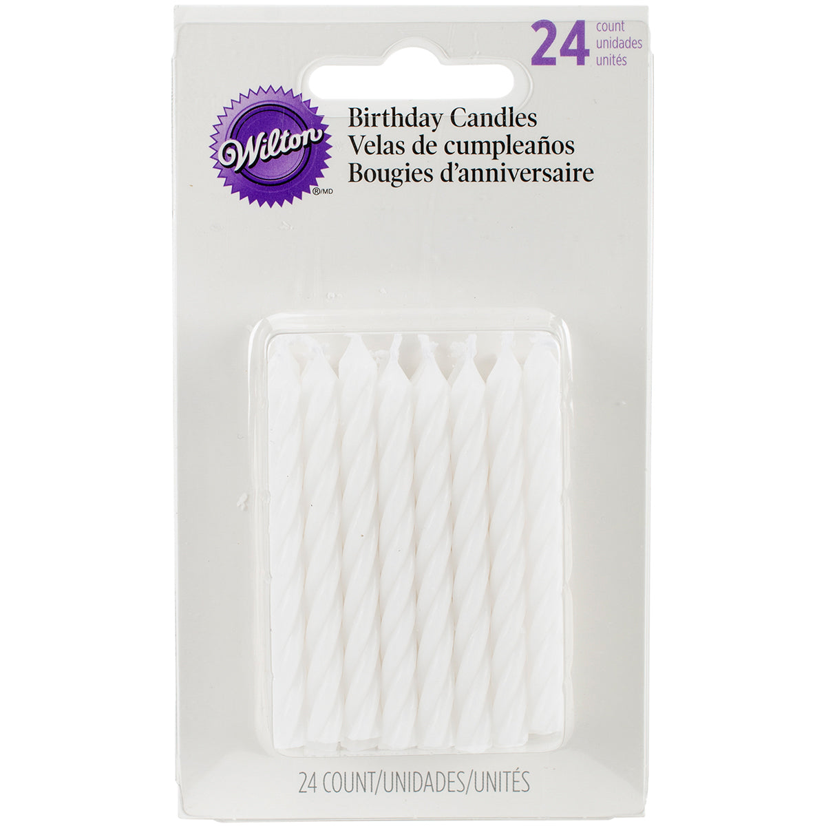 Birthday Candles 2.5" 24/Pkg White Striped Spirals