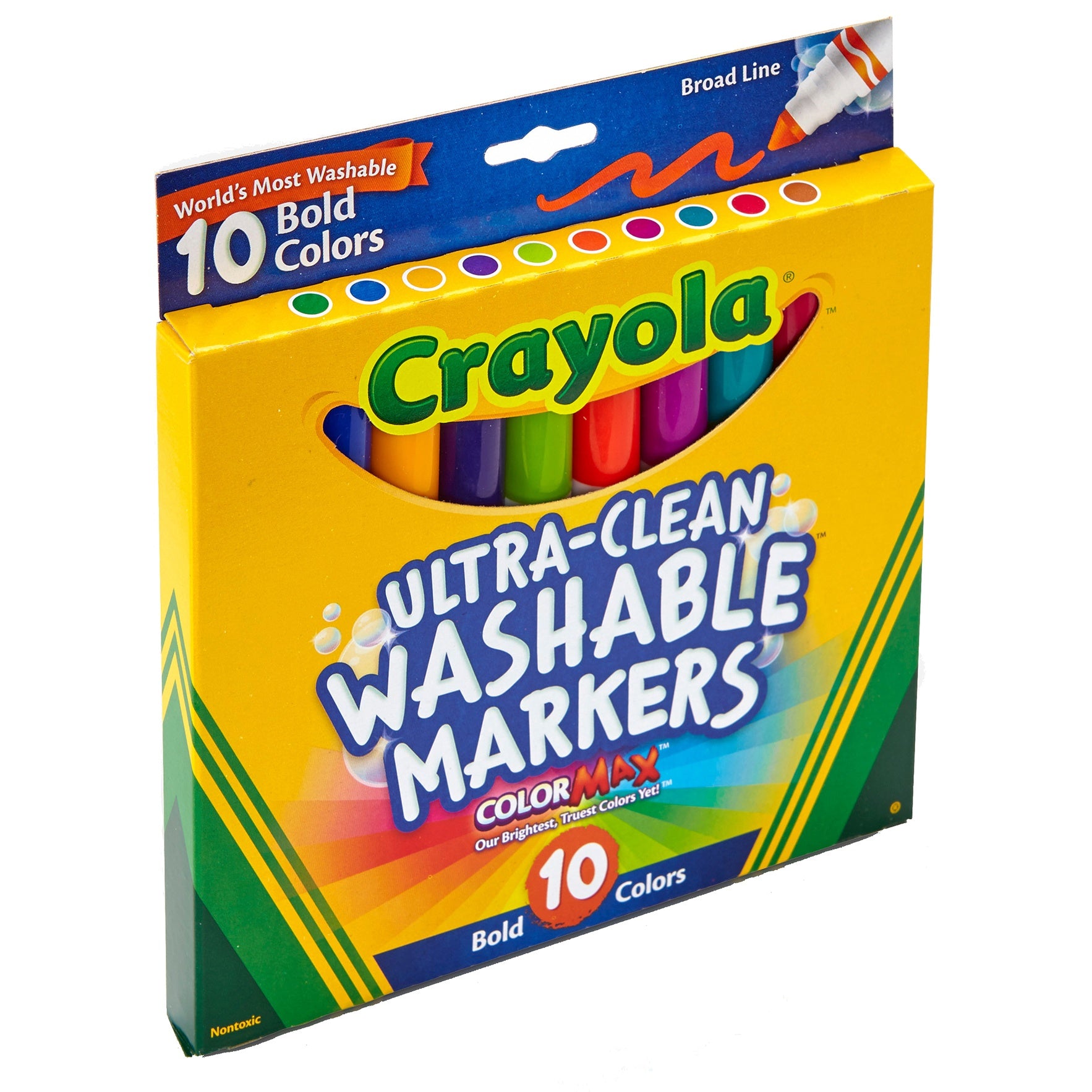 Crayola Ultra-Clean Color Max Broad Line Washable Markers Bold Colors 10/Pkg