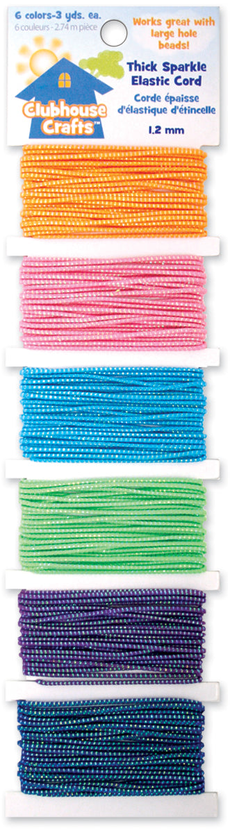 Clubhouse Crafts Elastic Cord Thick Sparkle - 3yd Each Of 6 Colors