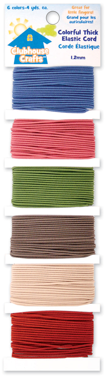Clubhouse Crafts Elastic Cord Colorful Thick - 4yd Each Of 6 Colors