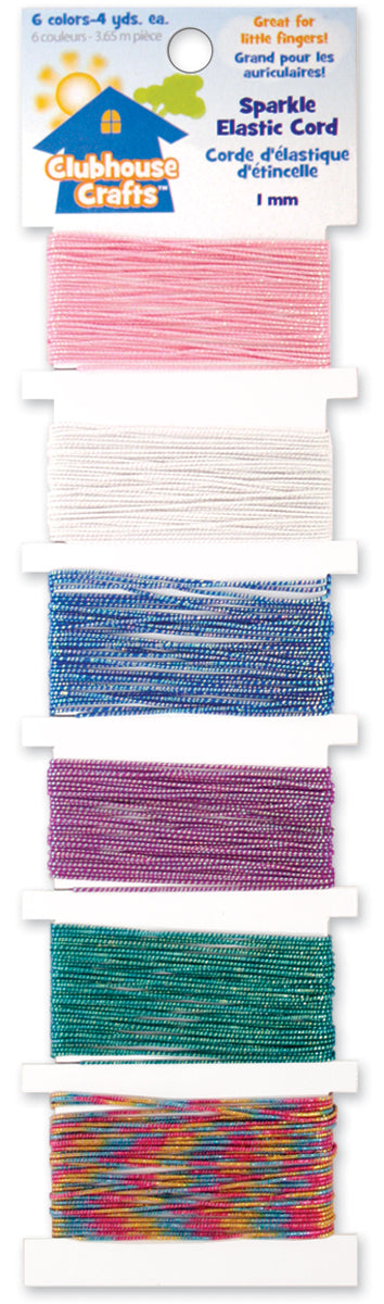 Clubhouse Crafts Elastic Cord Sparkle - 4yd Each Of 6 Colors