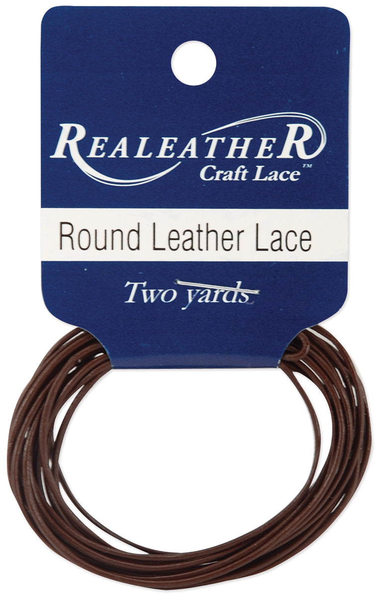 Round Leather Lace 1mmX2yd Packaged Brown