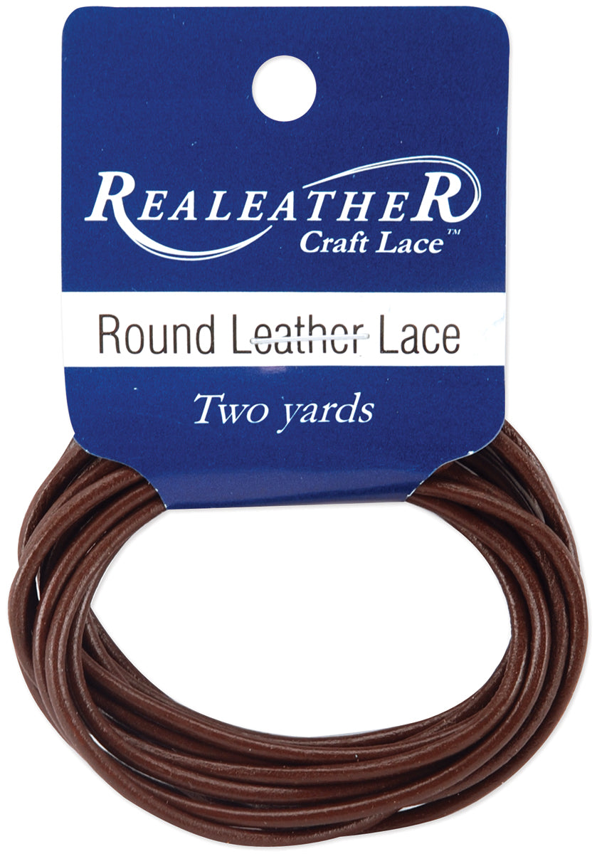 Round Leather Lace 2mmX2yd Packaged Brown