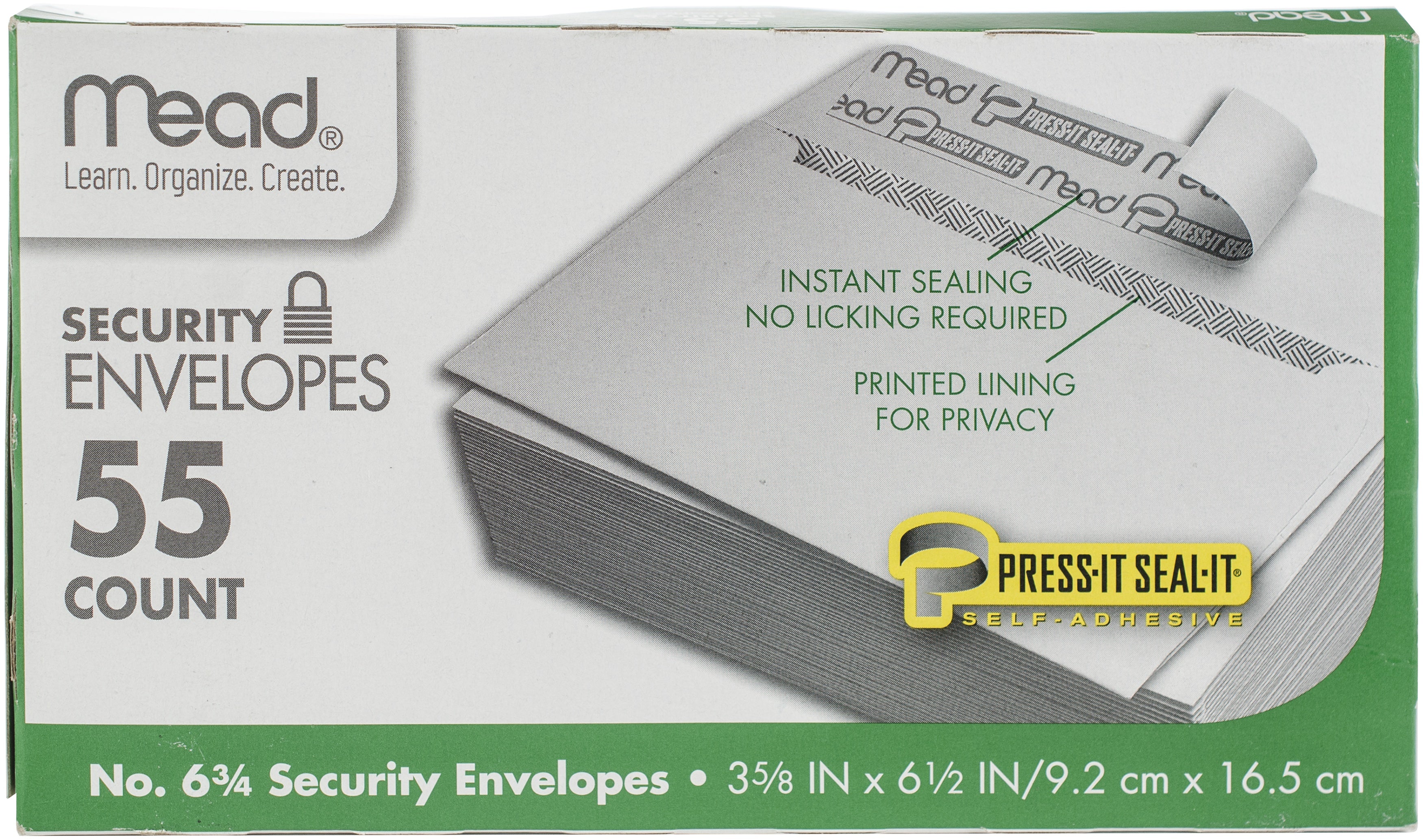 Mead Boxed Peel & Stick Envelopes 3.625"X6.5" 55/Pkg Security #6