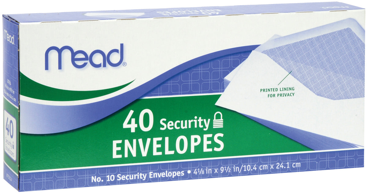 Mead Boxed Envelopes 4.125"X9.5" 40/Pkg Security #10