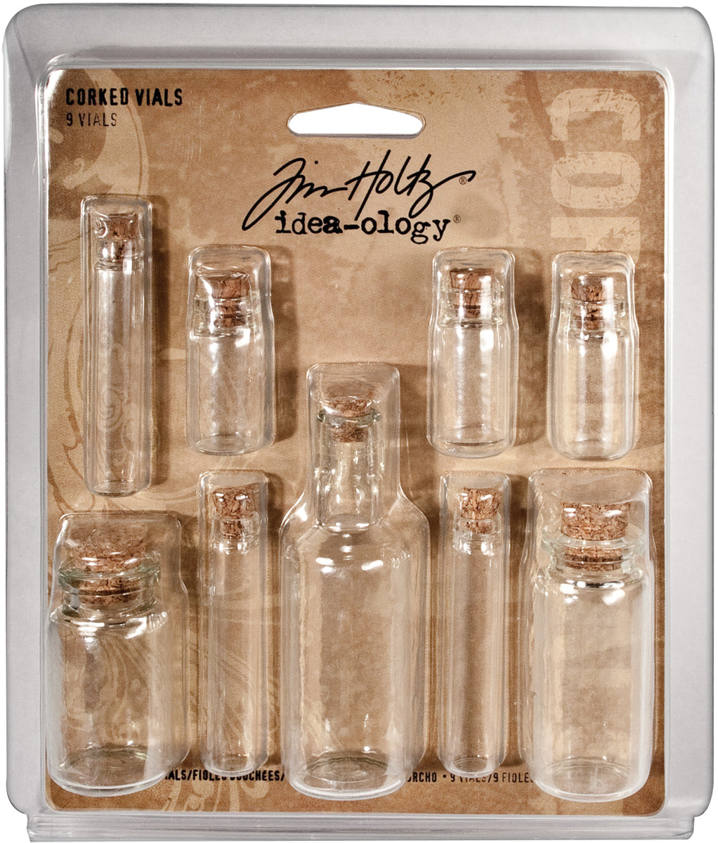 Idea-Ology Corked Glass Vials 9/Pkg Clear 1.25" To 3"