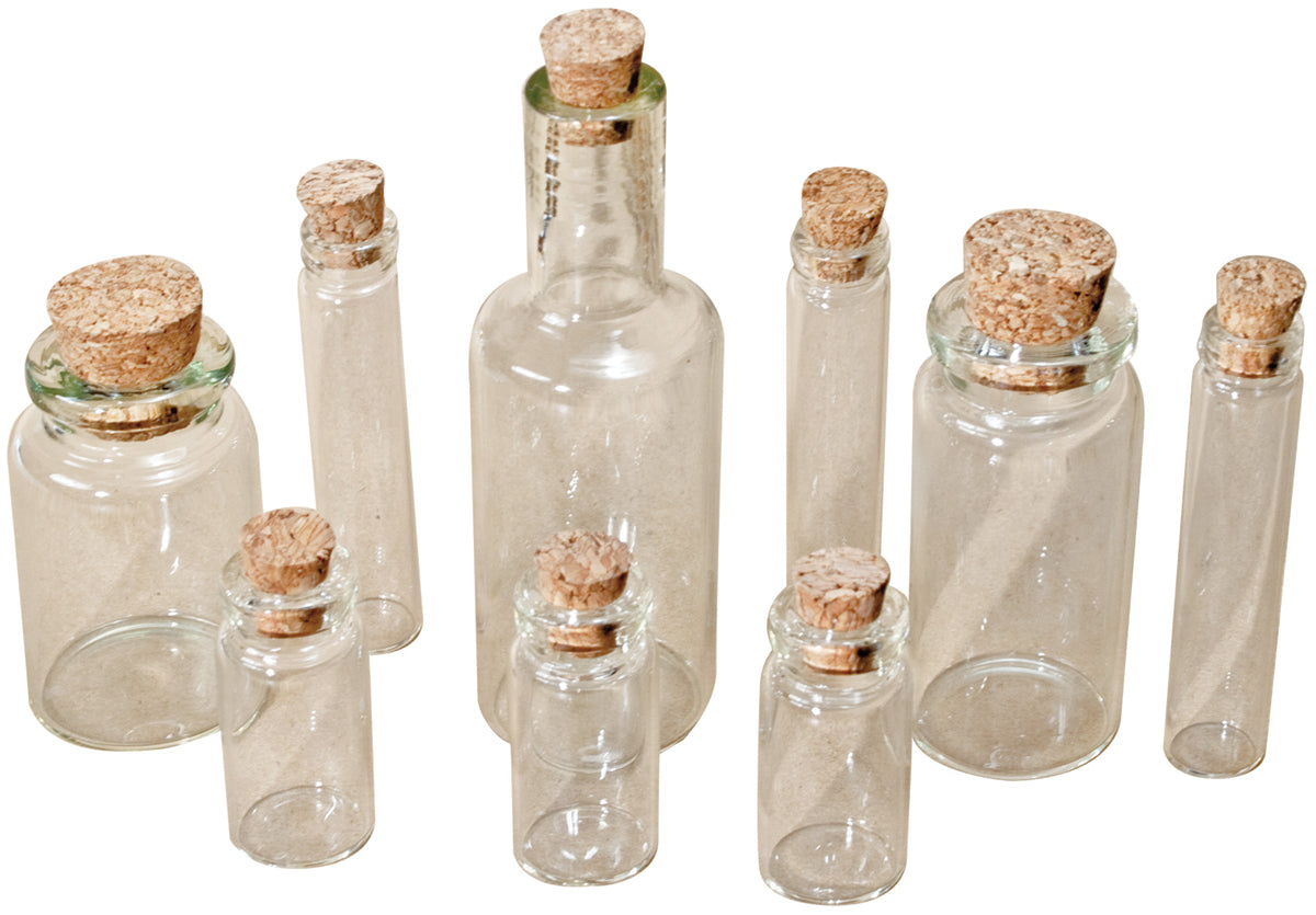Idea-Ology Corked Glass Vials 9/Pkg Clear 1.25" To 3"