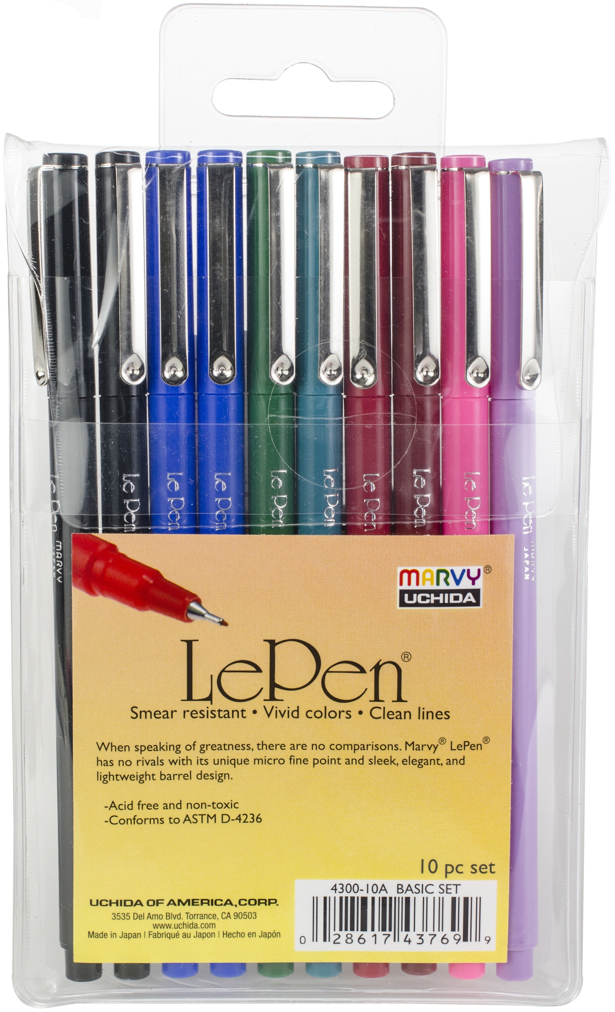 Le Pens .03mm Point 10/Pkg Assorted Colors