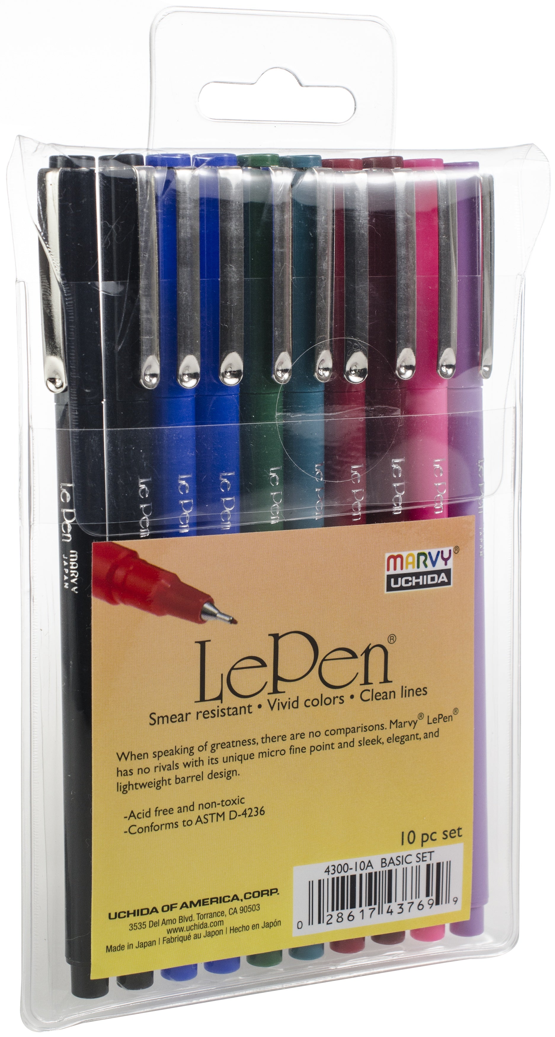 Le Pens .03mm Point 10/Pkg Assorted Colors