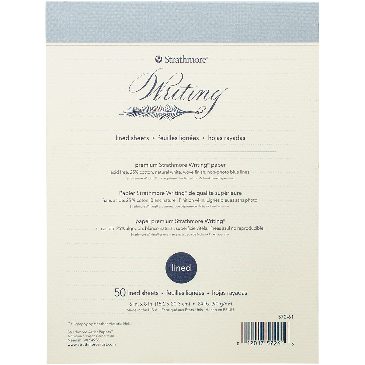 Strathmore Writing Pad Lined 6"X8" 50 Sheets 24lb Natural White