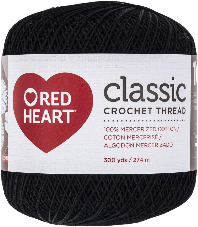Red Heart Classic Crochet Thread Size 10 Black