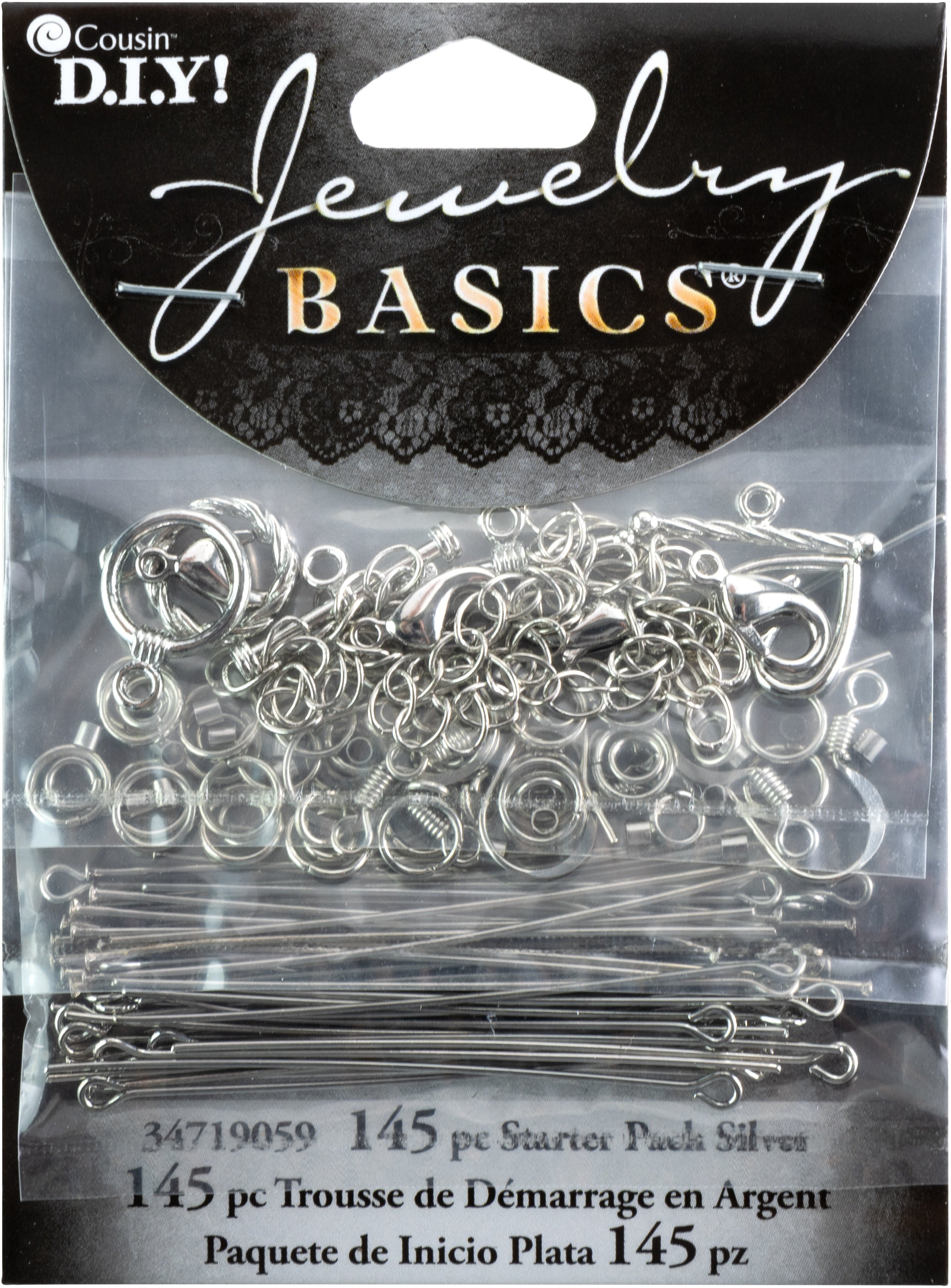 Jewelry Basics Metal Findings 134/Pkg Silver Starter Pack
