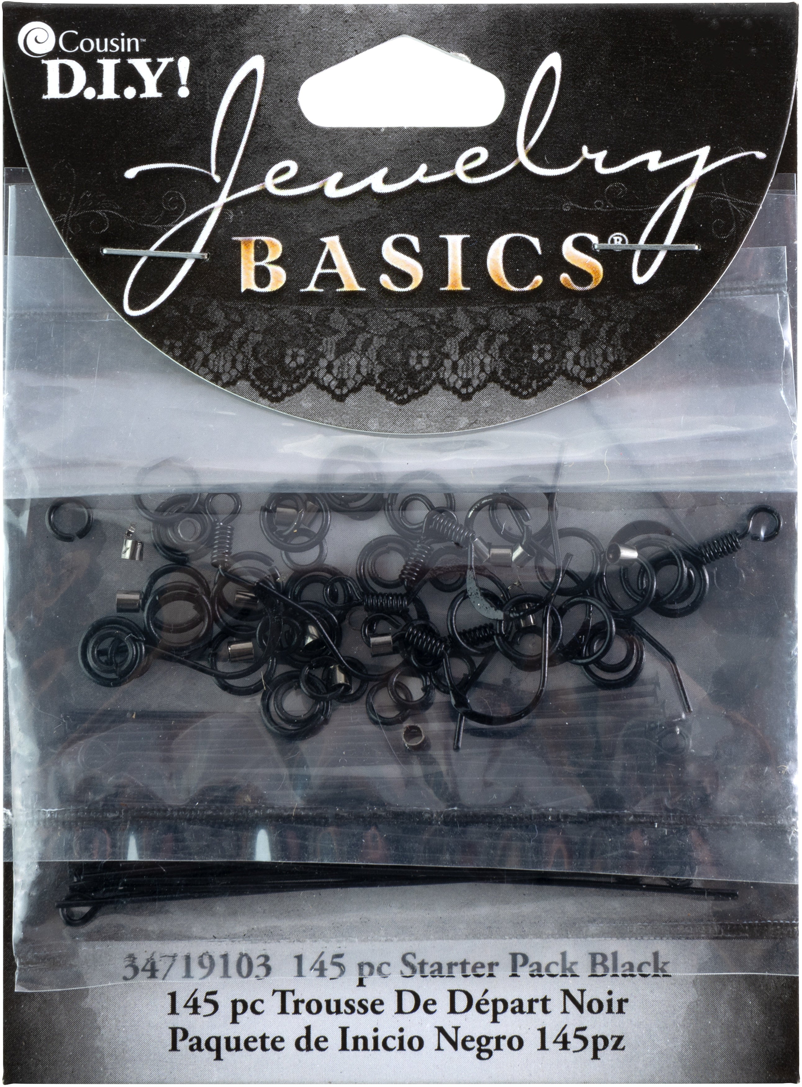 Jewelry Basics Metal Findings 145/Pkg Black Starter Pack