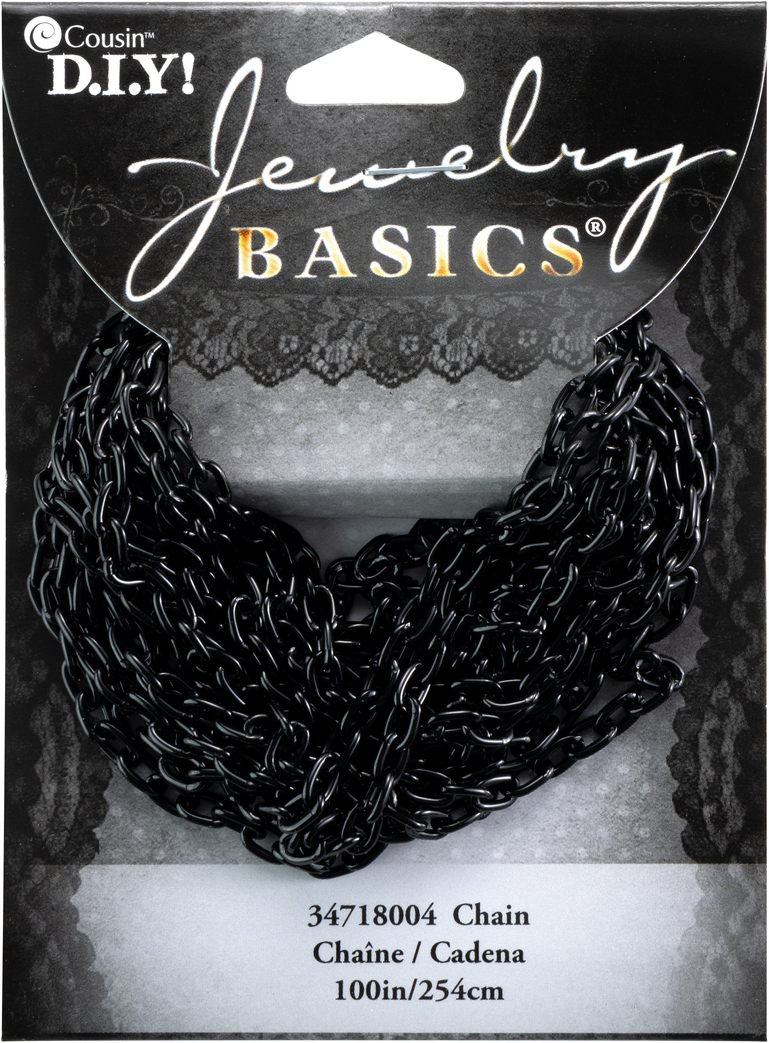 Jewelry Basics Metal Chain 1/Pkg Black Small Oval 100"