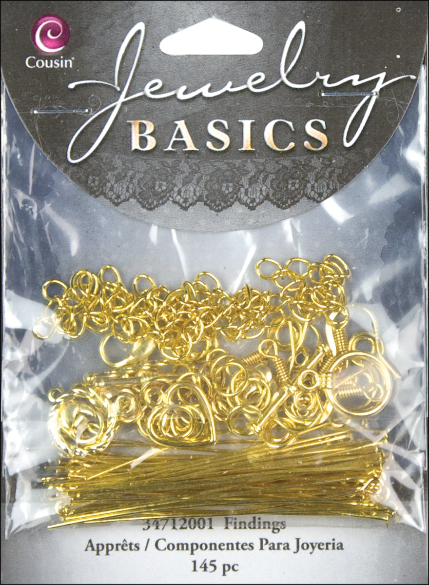Jewelry Basics Metal Findings 145/Pkg Gold Starter Pack