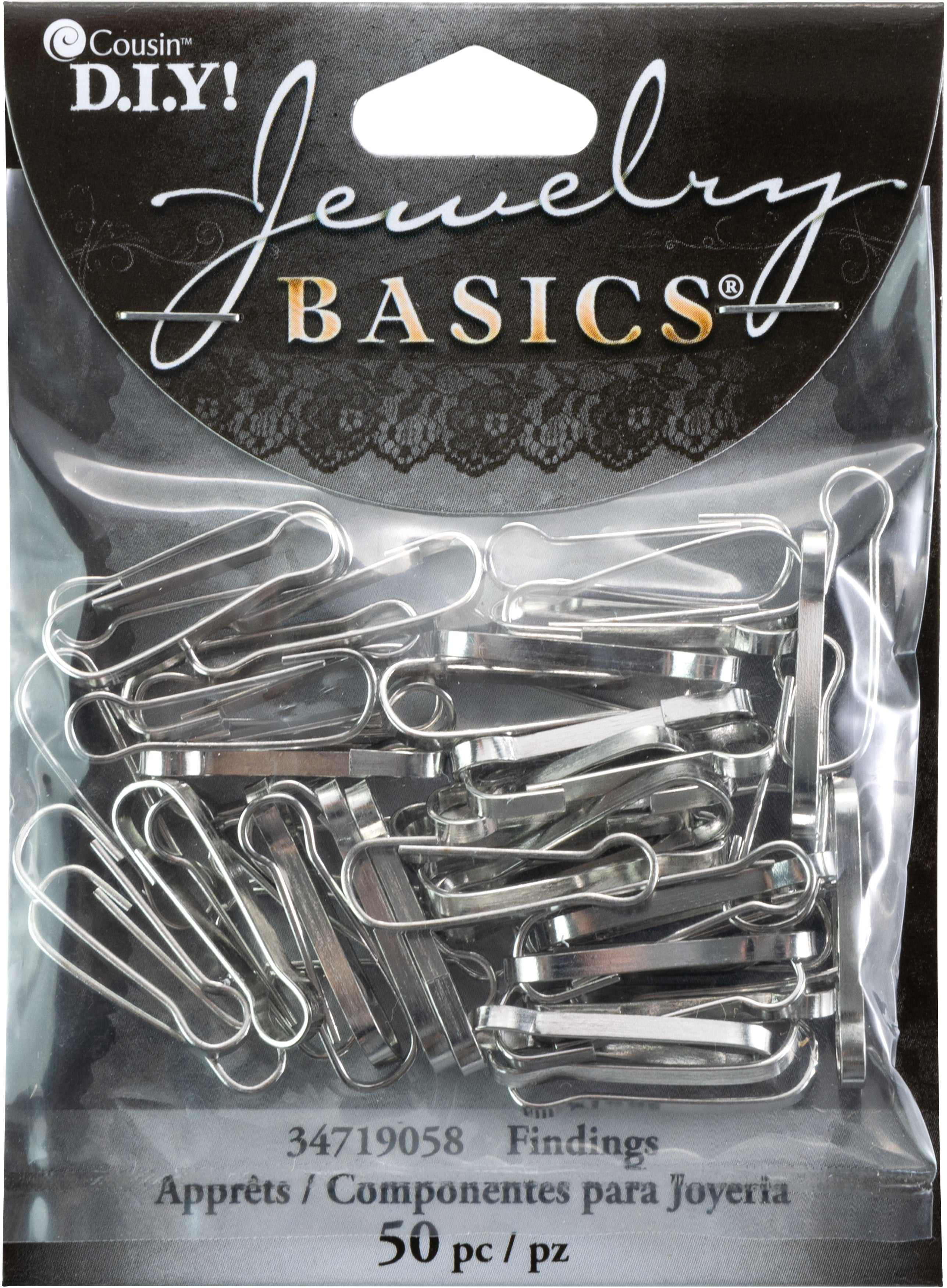Jewelry Basics Metal Findings 50/Pkg Silver Lanyard Hooks