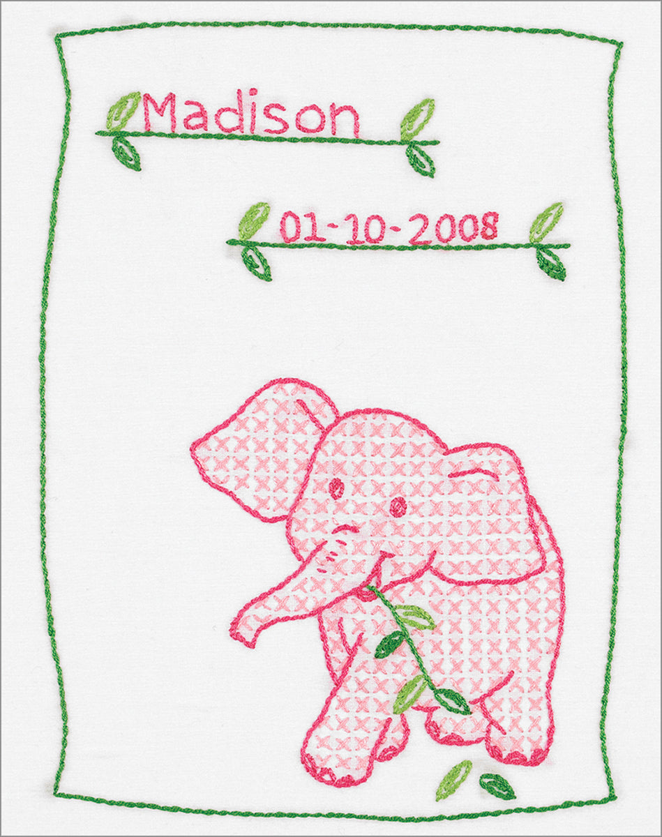 Stamped White Sampler 8"X10" Elephant