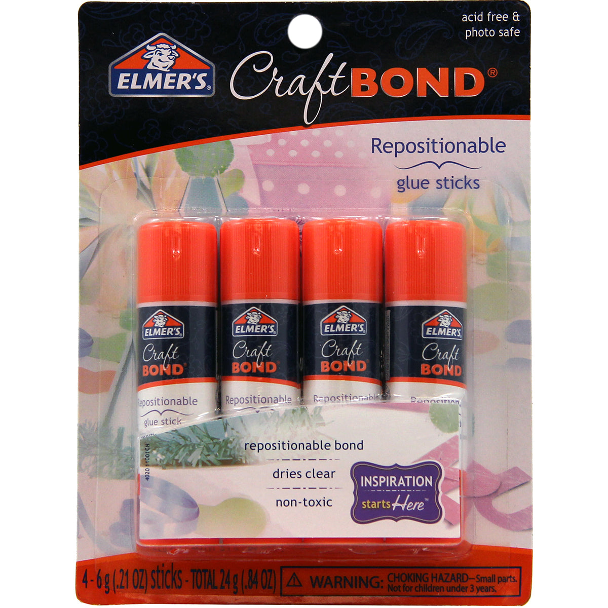 Elmer's CraftBond(R) Repositionable Glue Sticks 4/Pkg .21oz