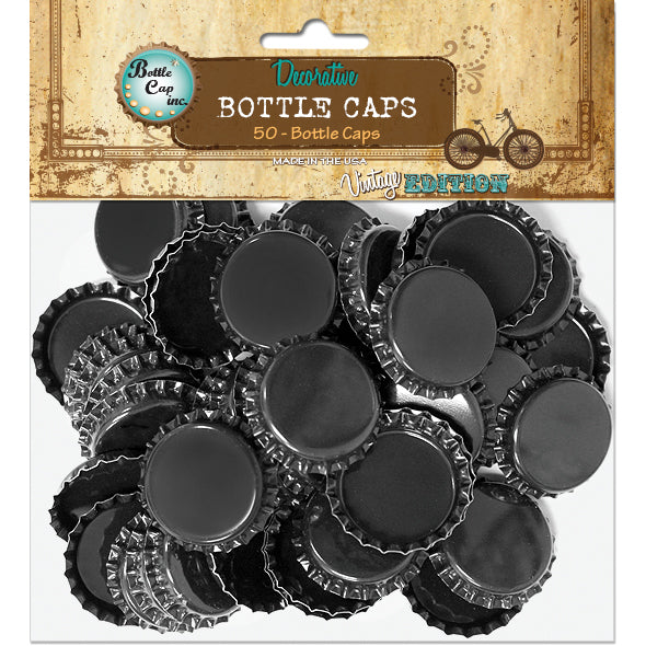 Bottle Cap Inc Vintage Standard Bottle Caps 1" 50/Pkg Black