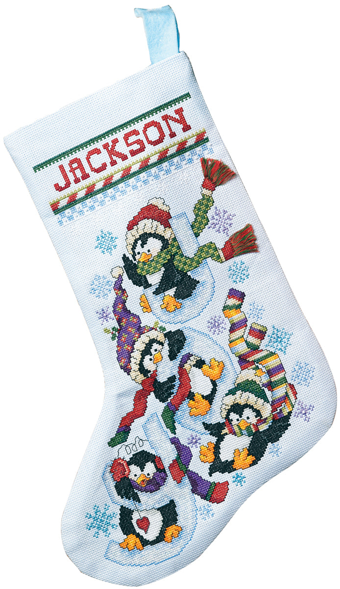 Penguin Joy Stocking Counted Cross Stitch Kit 18" Long 14 Count