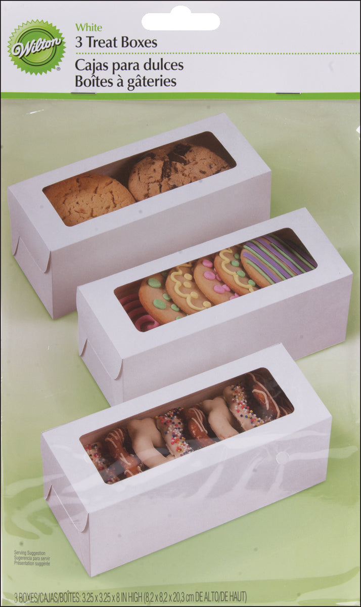 Treat Boxes White 8"X3.25"X3.25" 3/Pkg