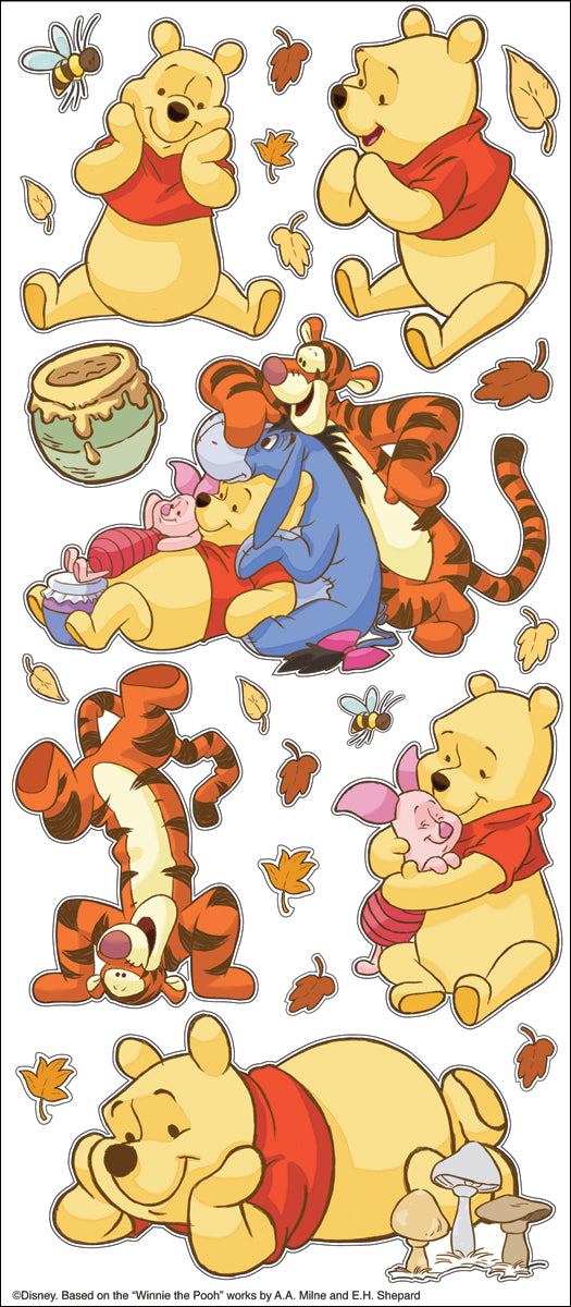 Disney Large Flat Stickers Pooh W/Characters
