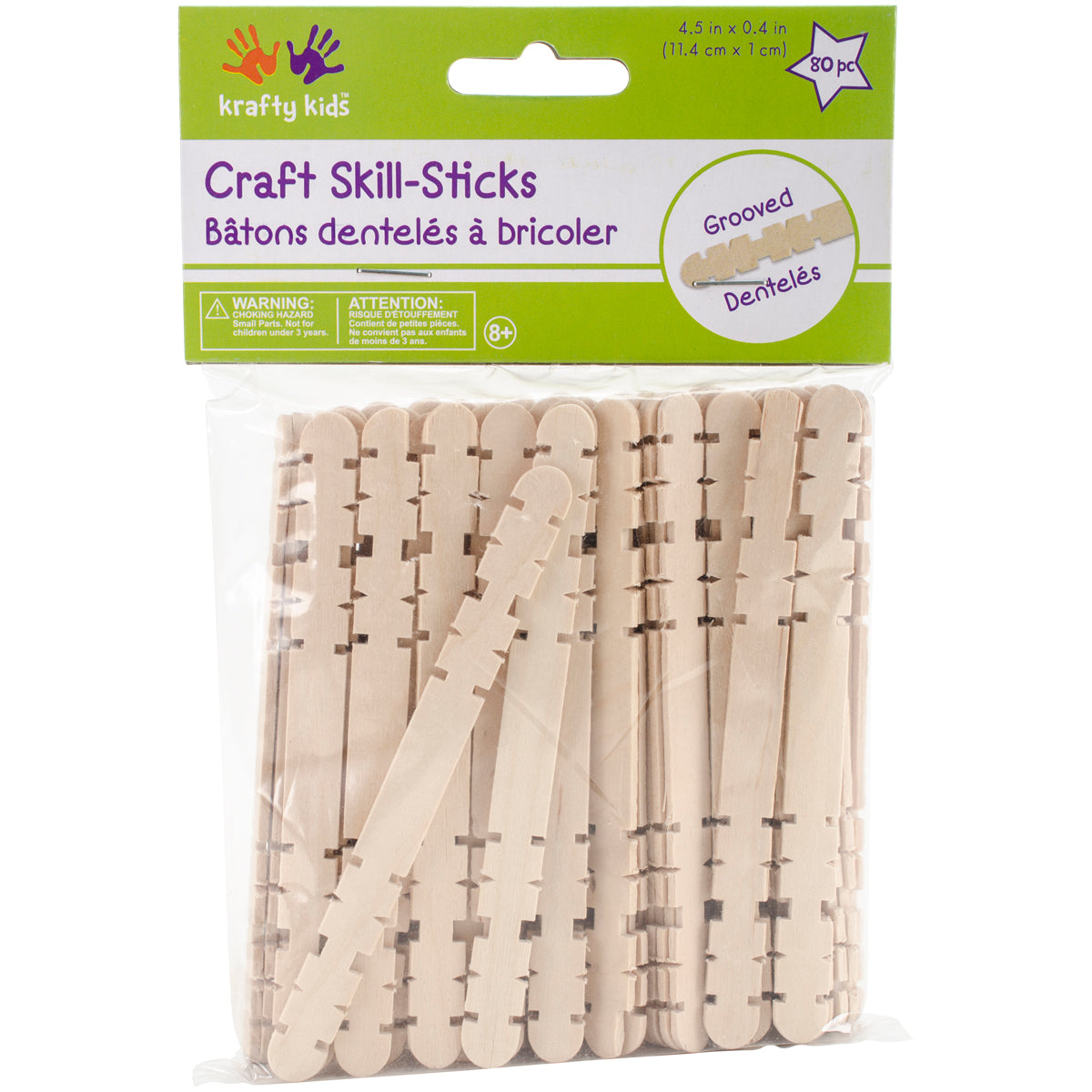 Craft Skill Sticks Natural 4.5" 80/Pkg