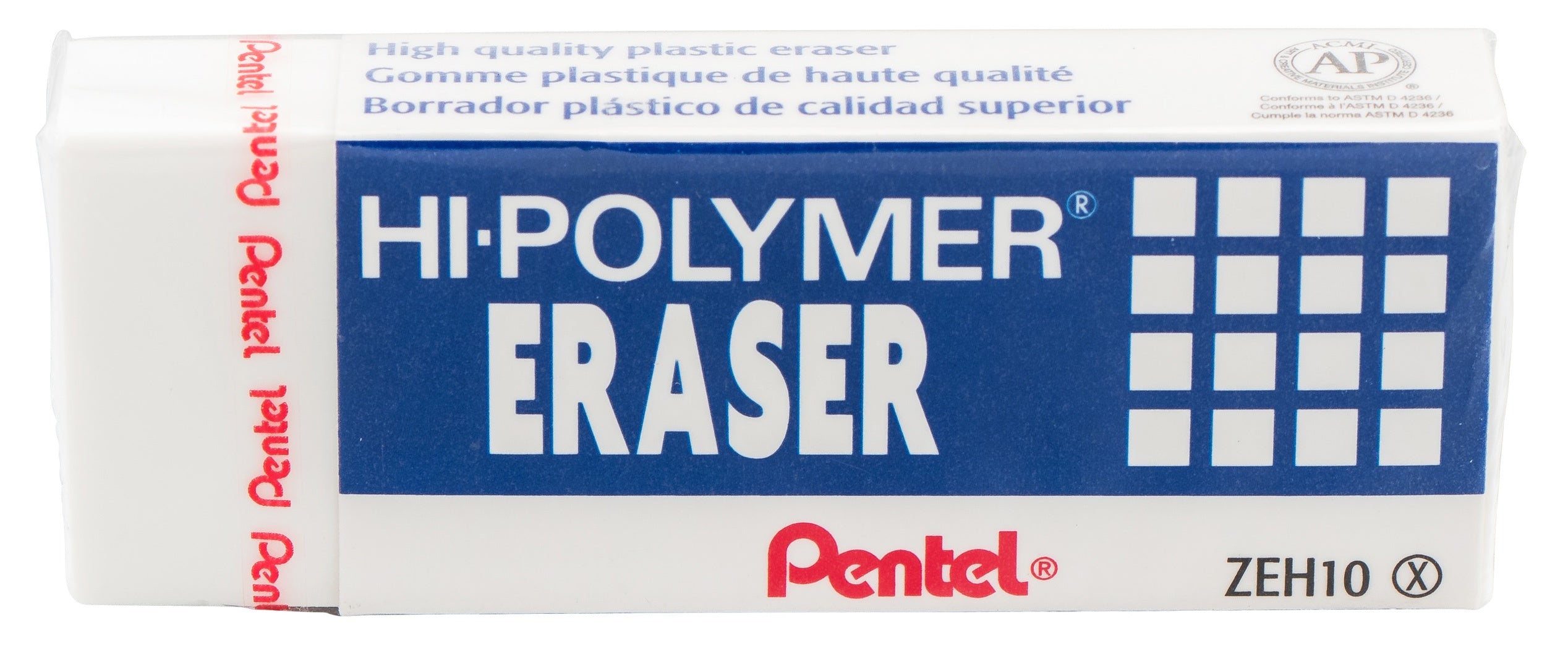 Pentel® Hi-Polymer Block Eraser, White, 3/Pack