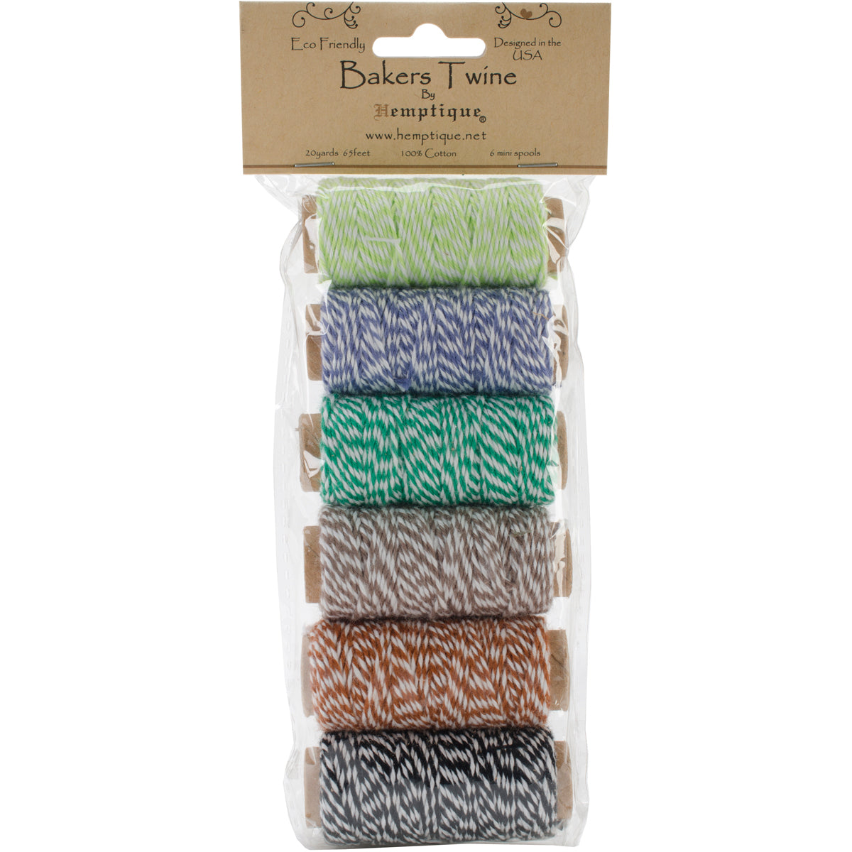 Cotton Baker's Twine Mini Spool Set 2-Ply 65' Garden Party