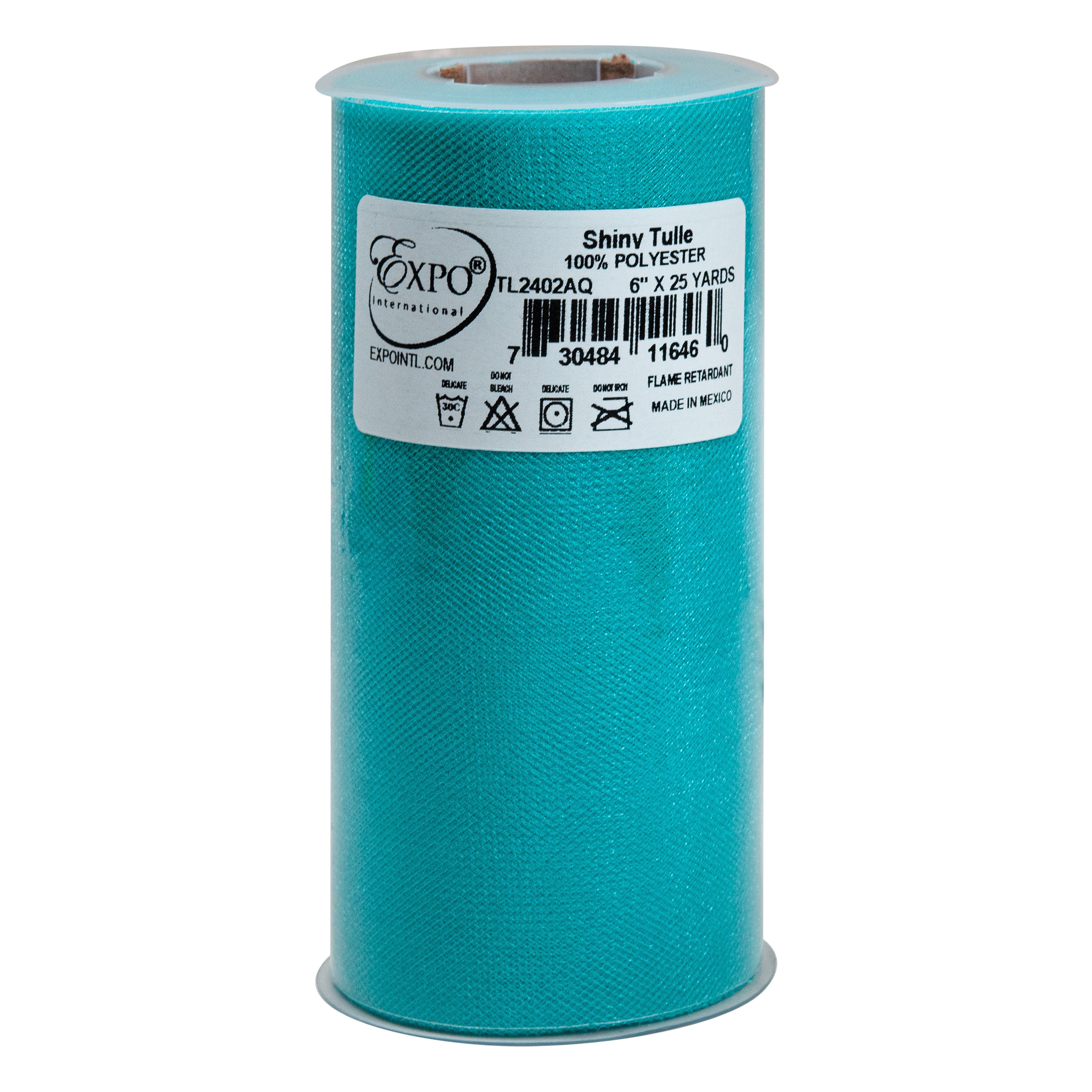 Shiny Tulle 6" Wide 25yd Spool Aqua Blue