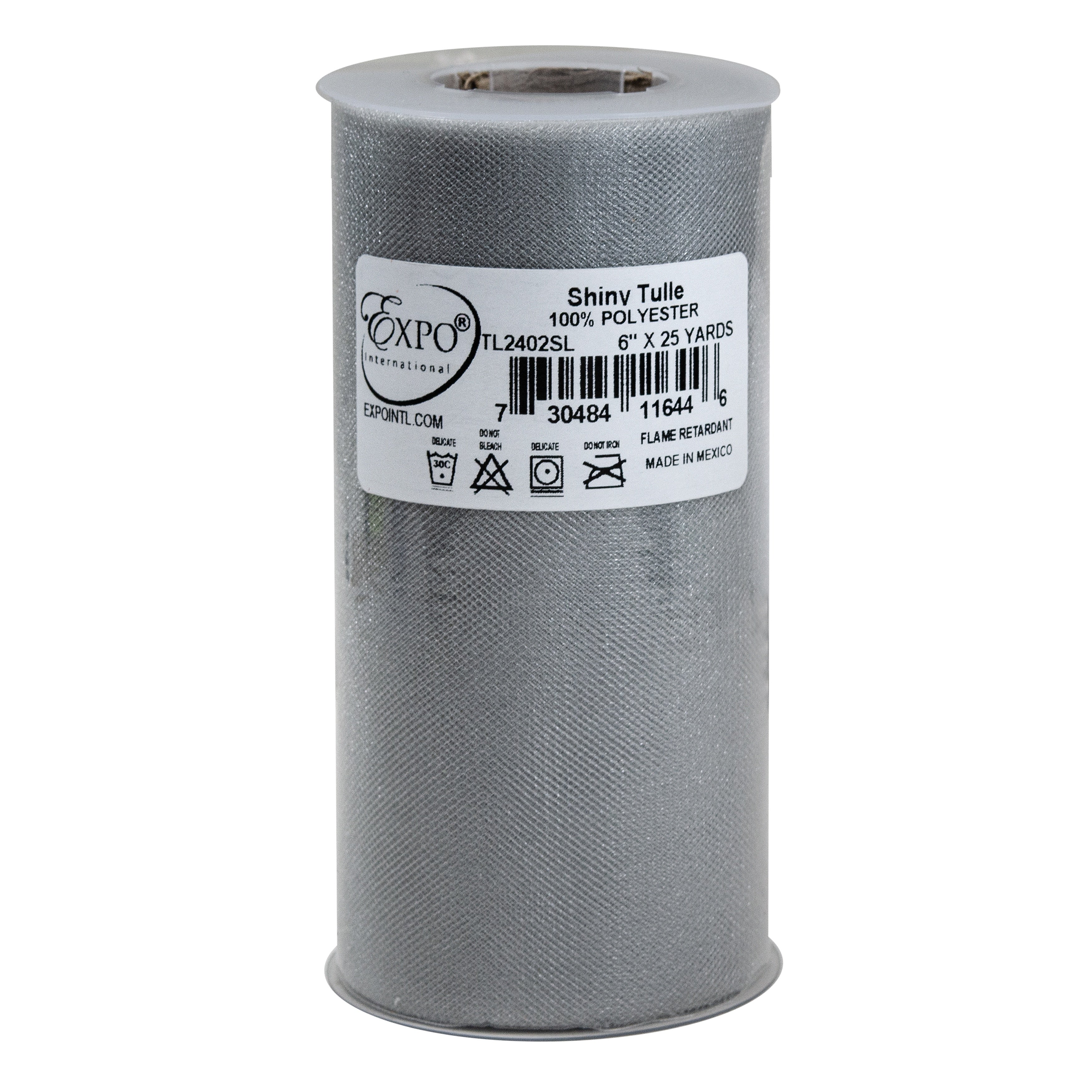 Shiny Tulle 6" Wide 25yd Spool Silver