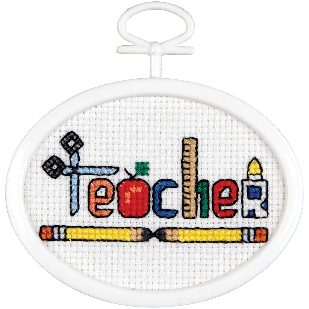 Teacher Mini Counted Cross Stitch Kit 2.75" Oval 18 Count