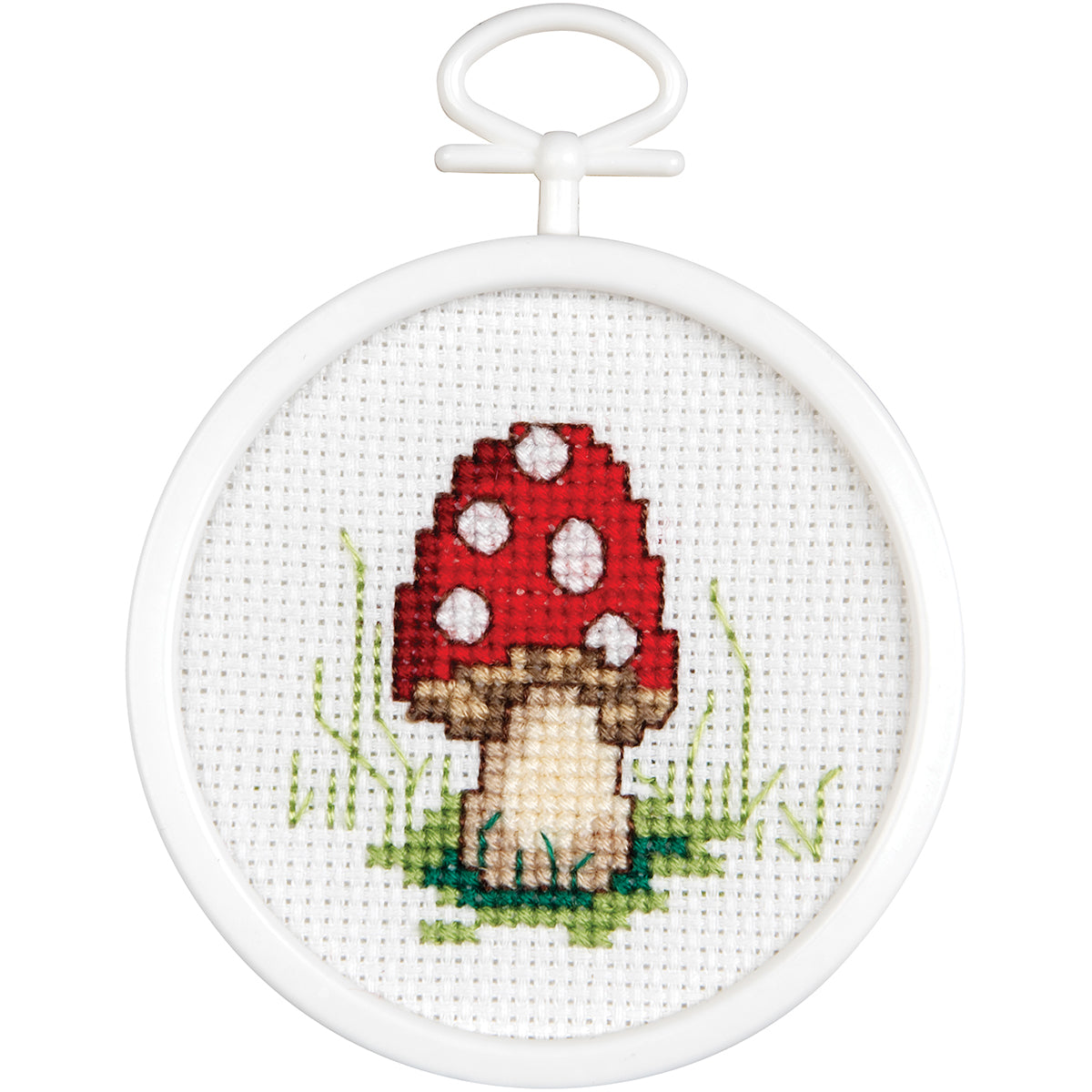 Mushroom Mini Counted Cross Stitch Kit 2.5" Round 18 Count