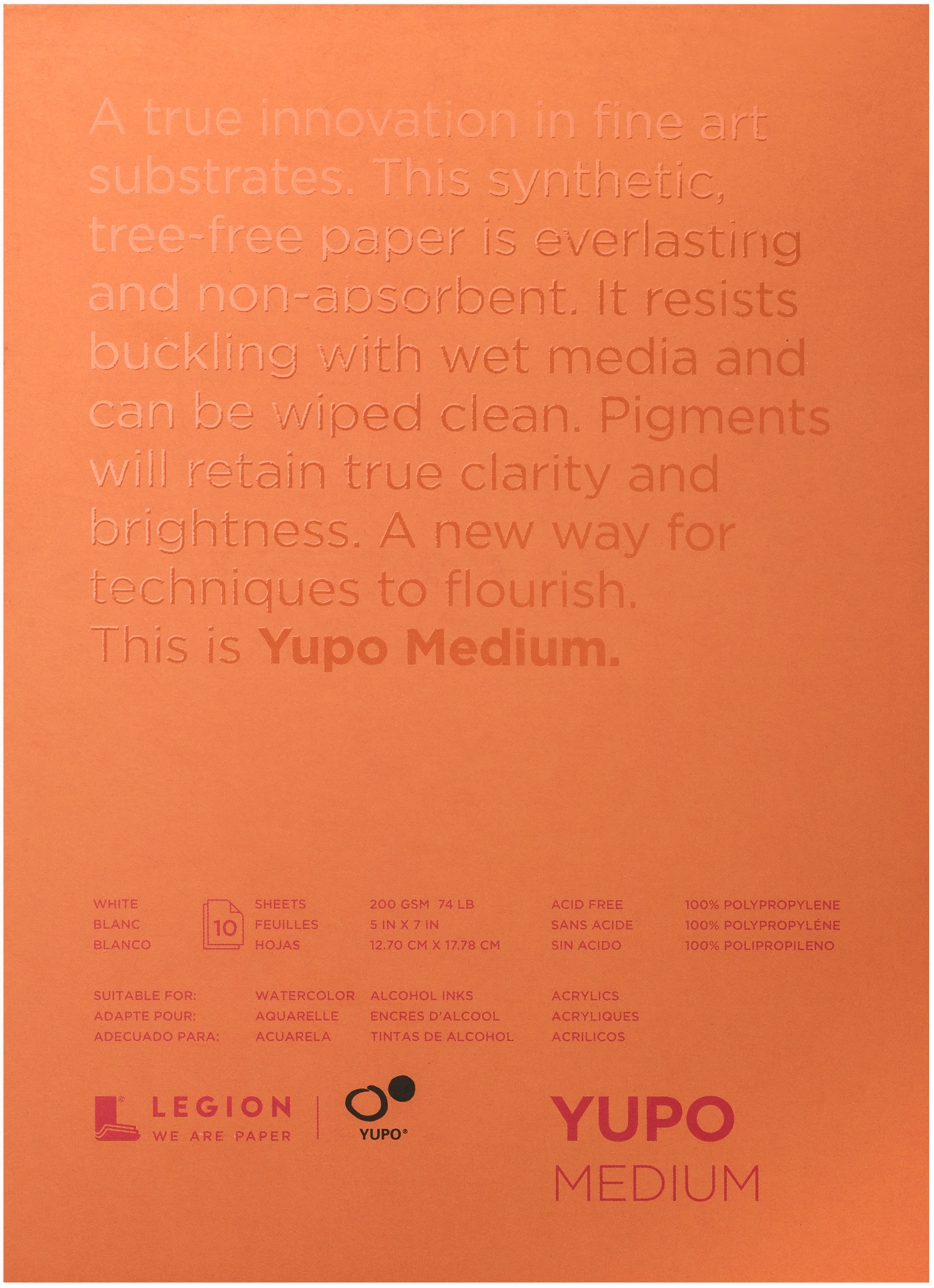 Yupo Paper 5"X7" 10 Sheets/Pkg White 74lb