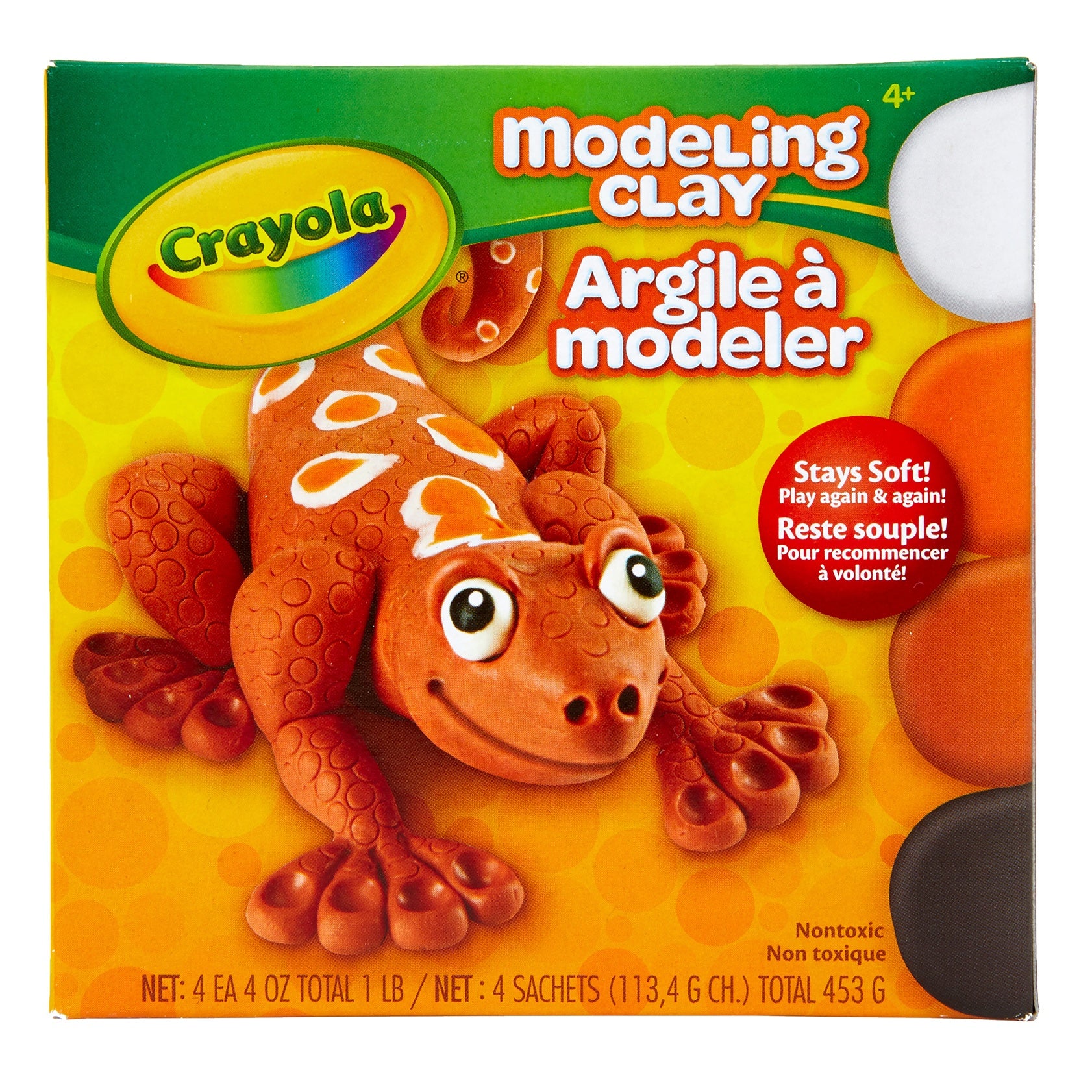 Crayola Modeling Clay 4oz 4/Pkg White, Black, Orange & Brown