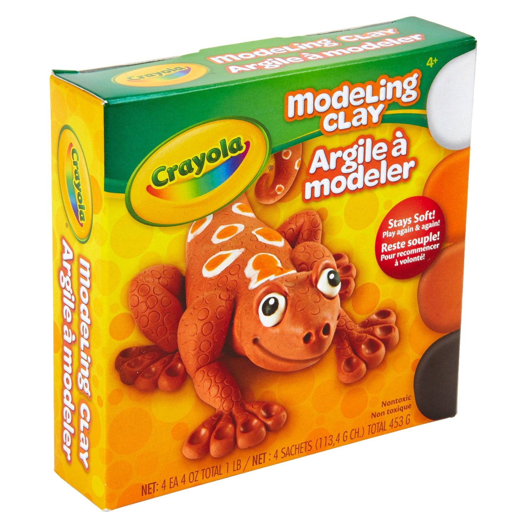 Crayola Modeling Clay 4oz 4/Pkg White, Black, Orange & Brown
