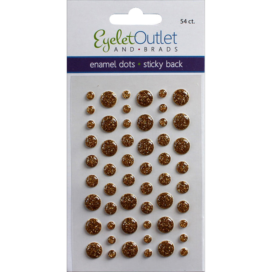 Eyelet Outlet Adhesive-Back Enamel Dots 54/Pkg Glitter Gold